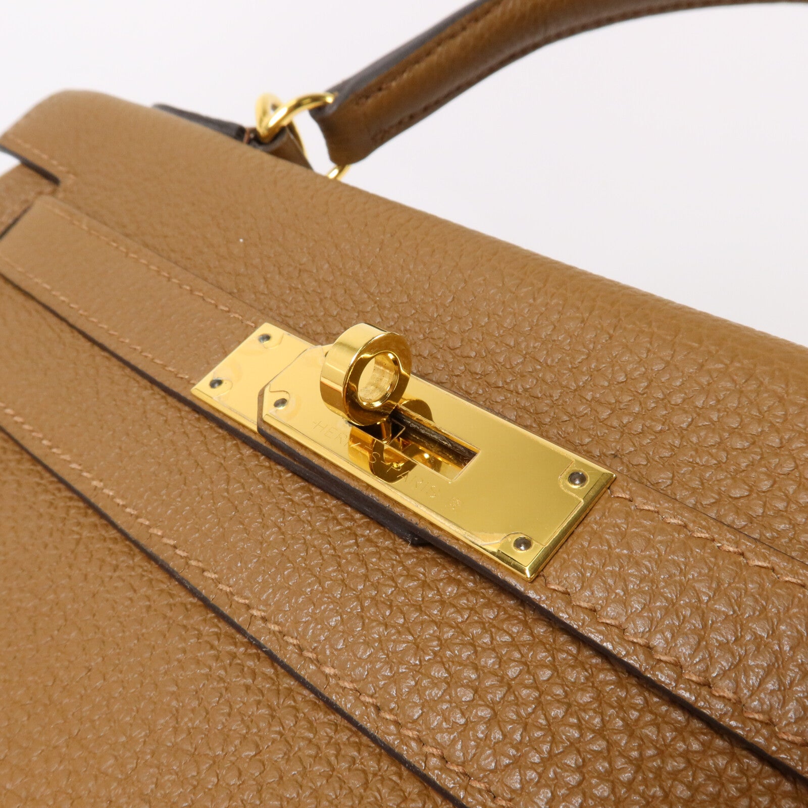 HERMES Clemence皮革Kelly 28手挽肩背兩用袋Alezan