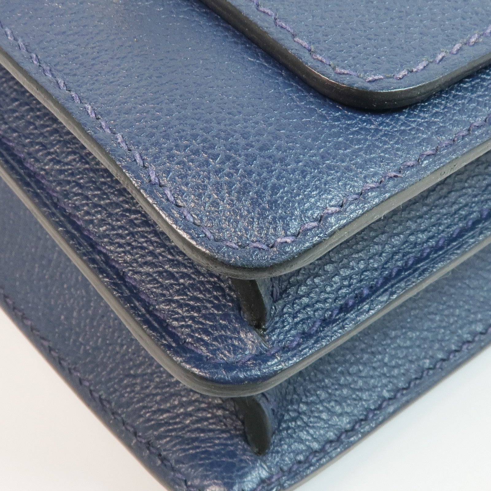 HERMES Evercolor皮革Mini Roulis金扣肩背袋Bleu Brighton