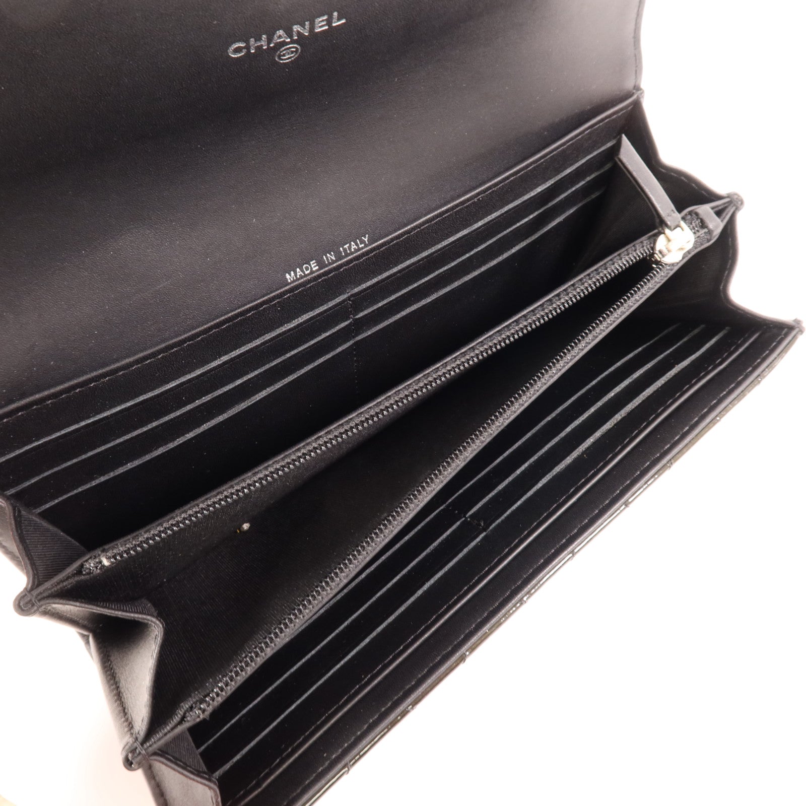 CHANEL 漆皮皮革Long Wallet銀扣長錢包