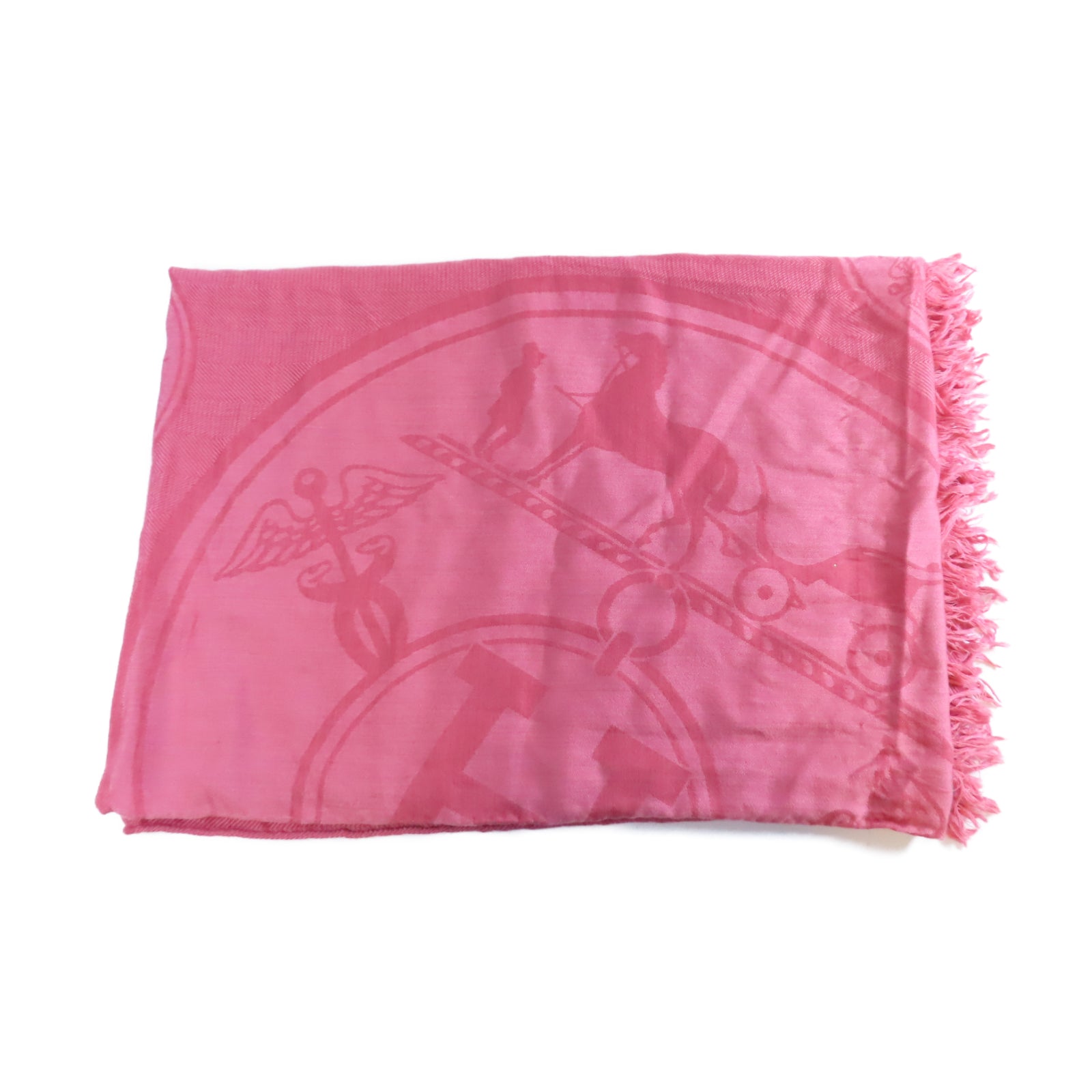 HERMES 【激減優惠】羊絨/絲質Scarf圍巾粉紅色