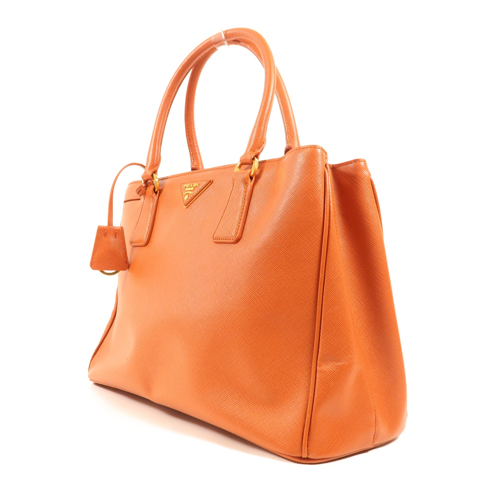 PRADA 牛皮皮革Saffiano Lux金扣手挽肩背兩用袋