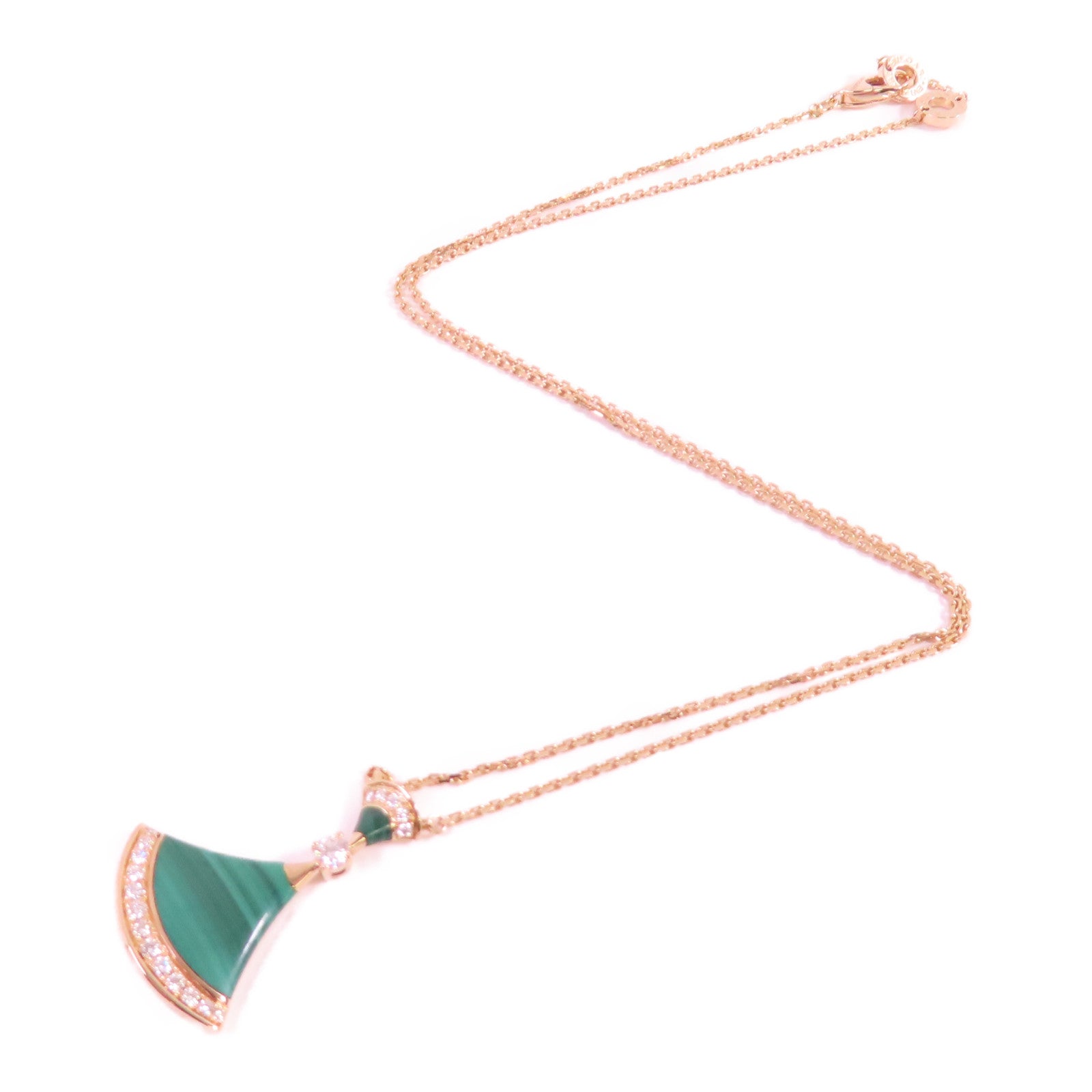 BVLGARI 18K玫瑰金/孔雀石/鑽石Divas's Dream Necklace銀扣項鏈