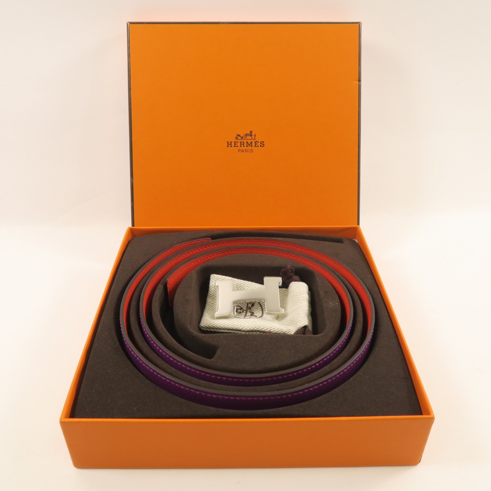 HERMES Swift皮革/Epsom皮革Belt皮帶Red/Purple