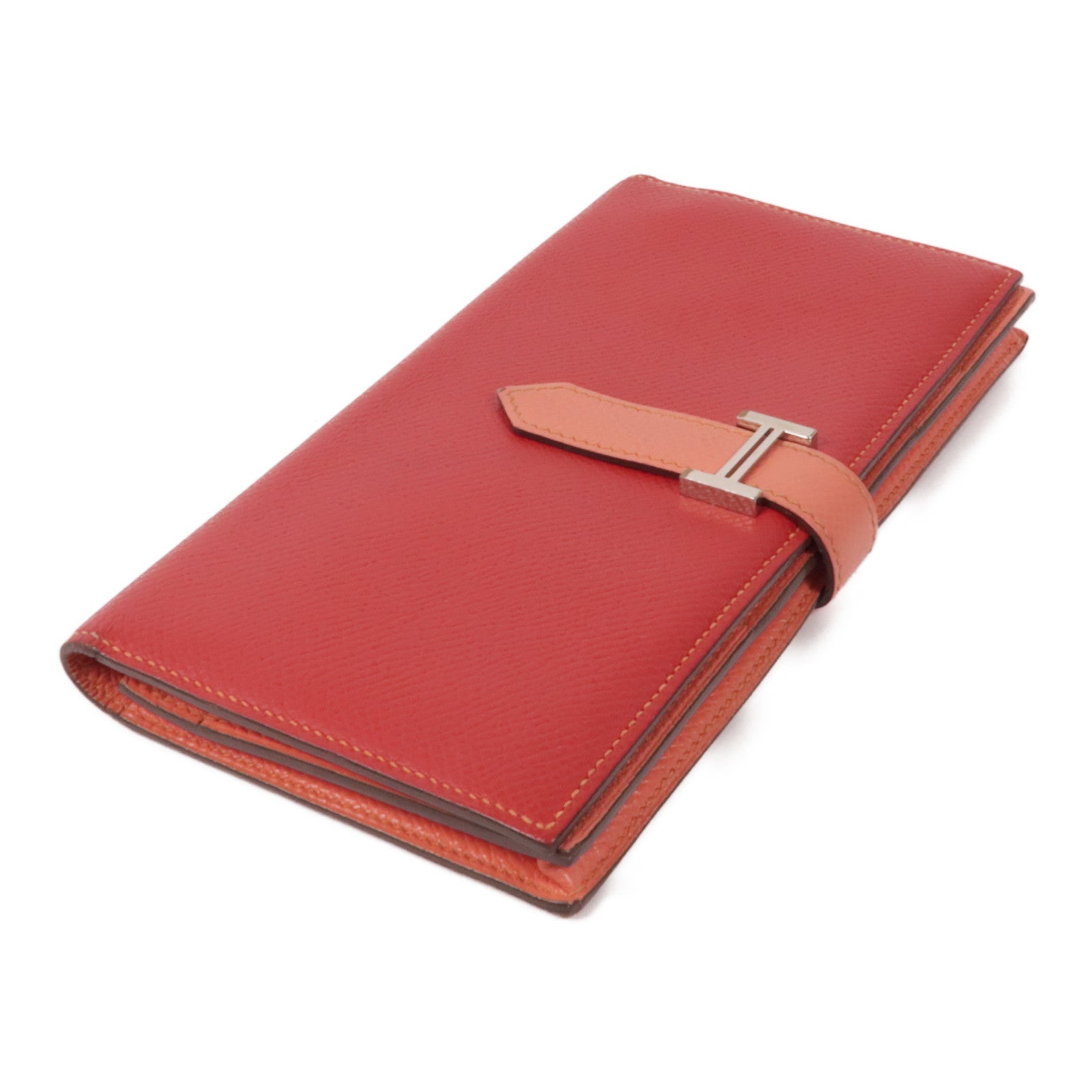 HERMES Epsom皮革Bearn Long Wallet銀扣長錢包Rose Jaipur