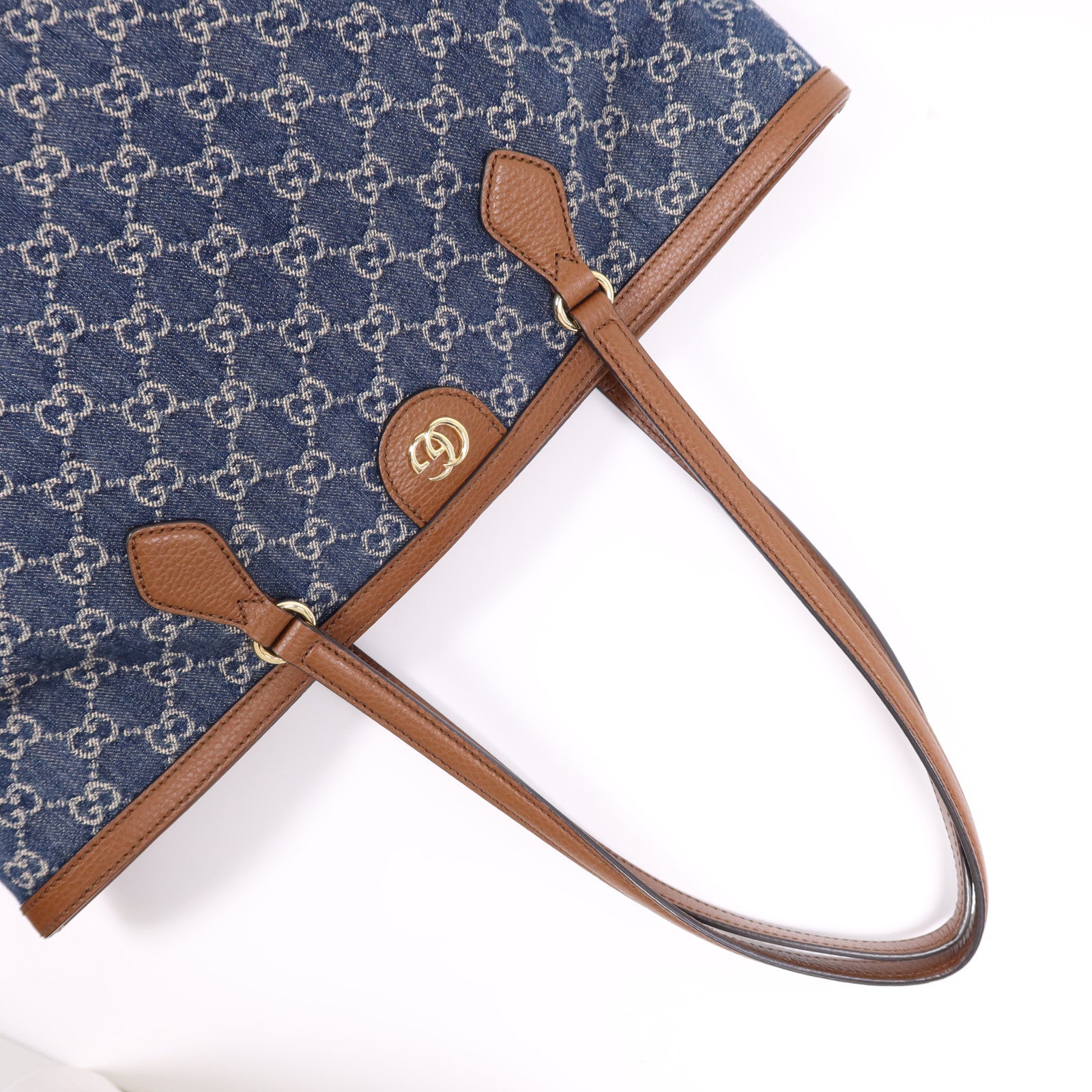 GUCCI 牛仔布Tote Bag金扣手挽袋