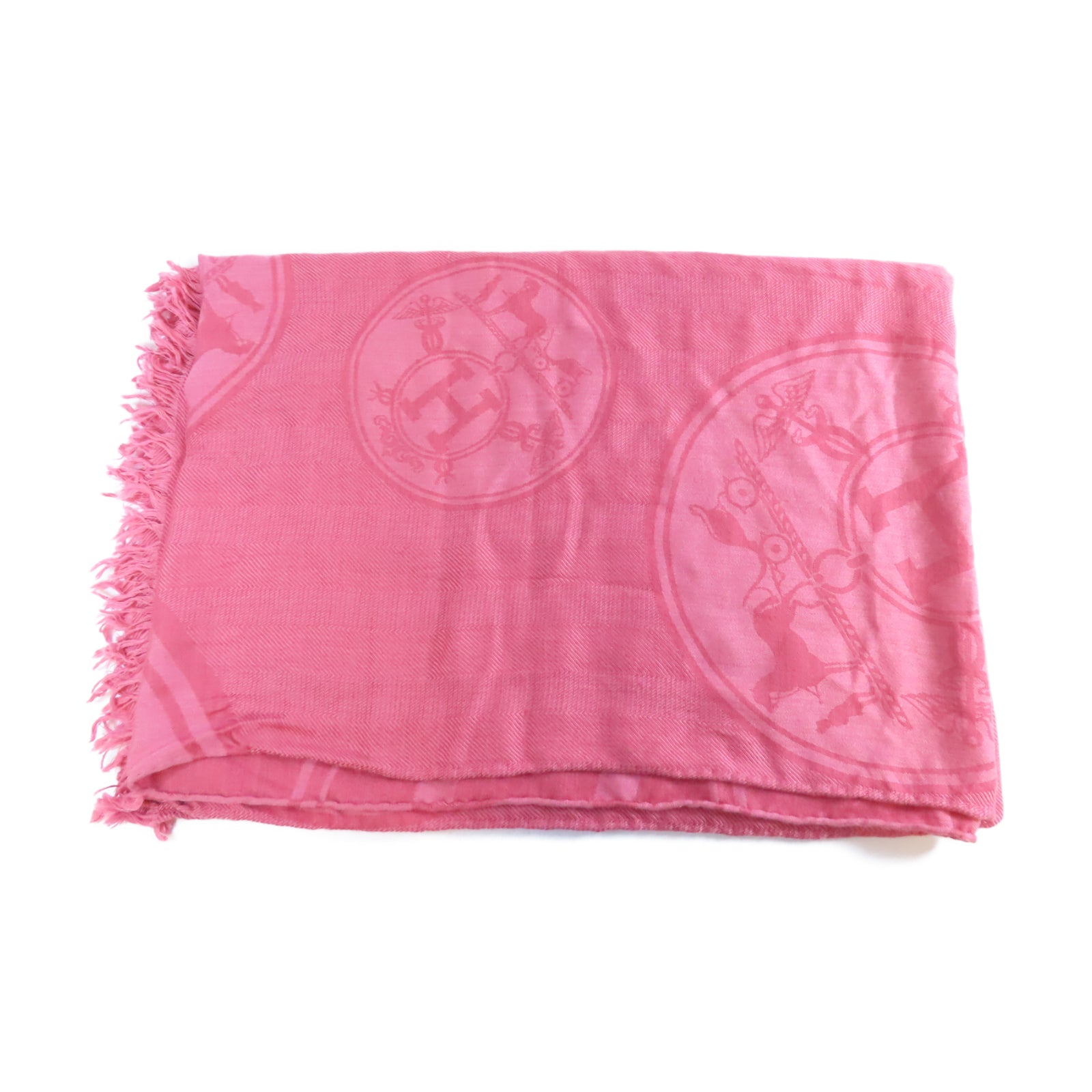 HERMES 【激減優惠】羊絨/絲質Scarf圍巾粉紅色