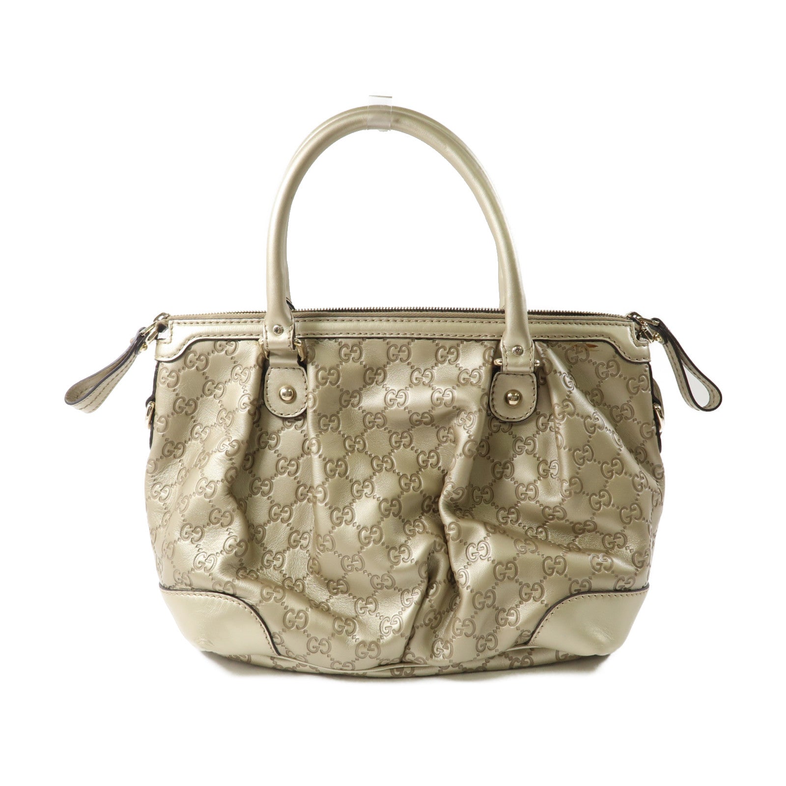 GUCCI 牛皮皮革2 Way Shoulder金扣手挽肩背兩用袋金色