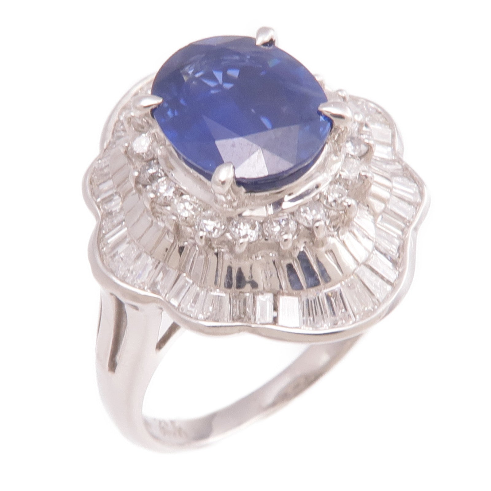 JEWELRY PT900鉑金Sapphire Diamond Ring藍寶石/鑽石戒指US#6.25