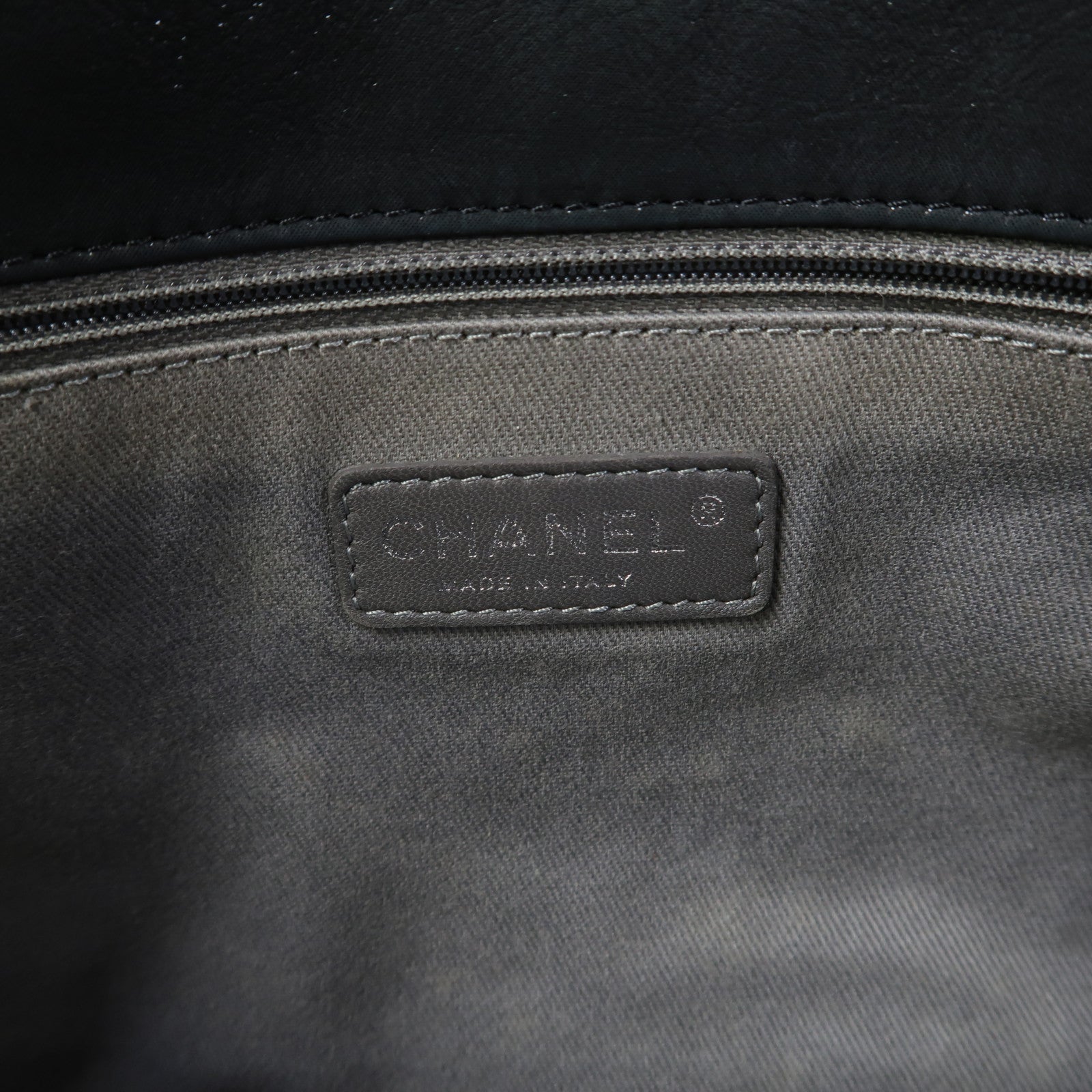 CHANEL 【激減優惠】皮革Chain Shoulder銀扣鏈帶肩背袋灰色