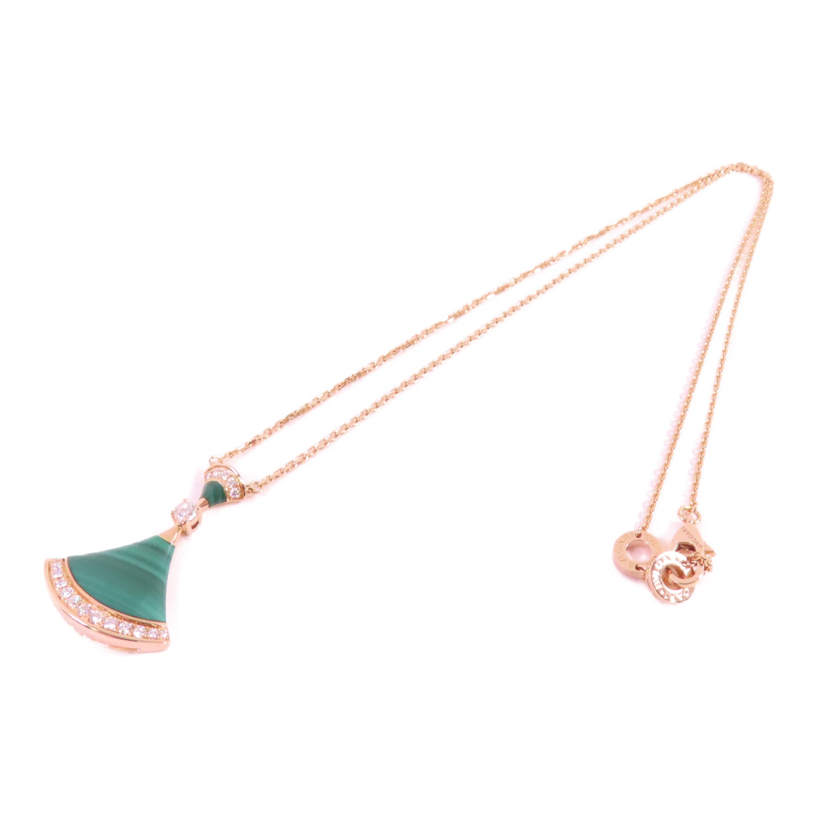 BVLGARI 18K玫瑰金/孔雀石/鑽石Divas's Dream Necklace銀扣項鏈