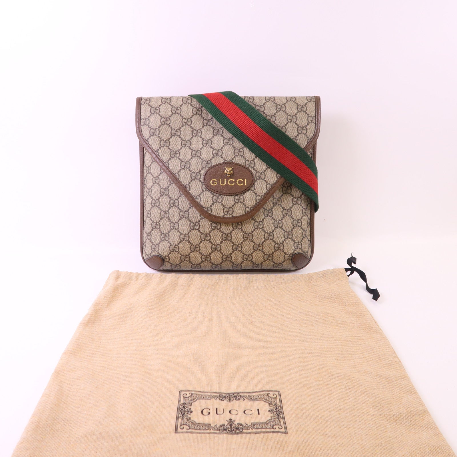 GUCCI 塗層帆布Neo Vintage GG Messenger金扣肩背袋
