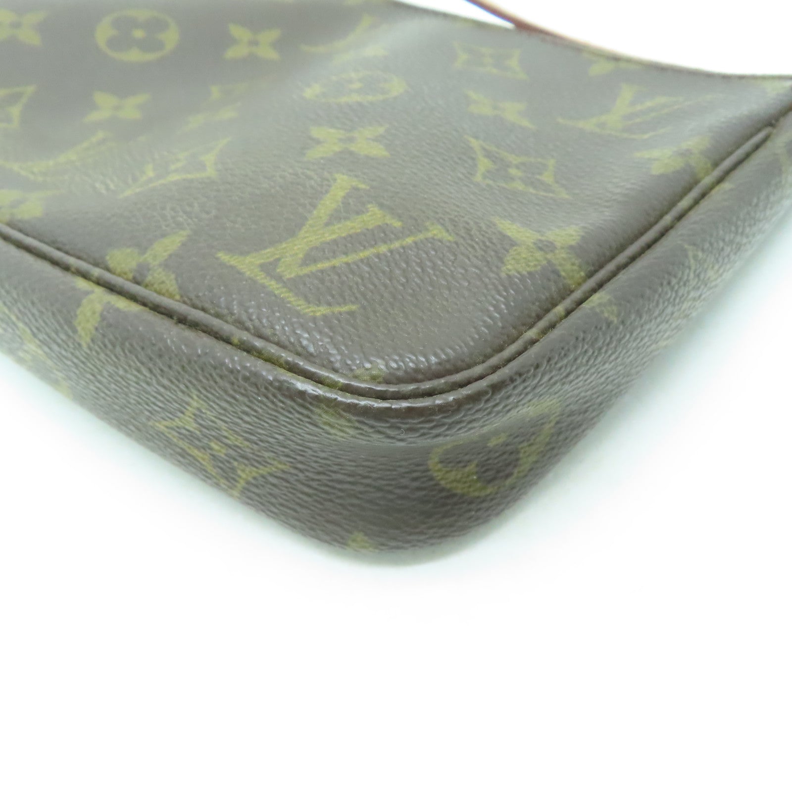 LOUIS VUITTON 【激減優惠】塗層帆布Pochette Accessories金扣手挽袋啡色