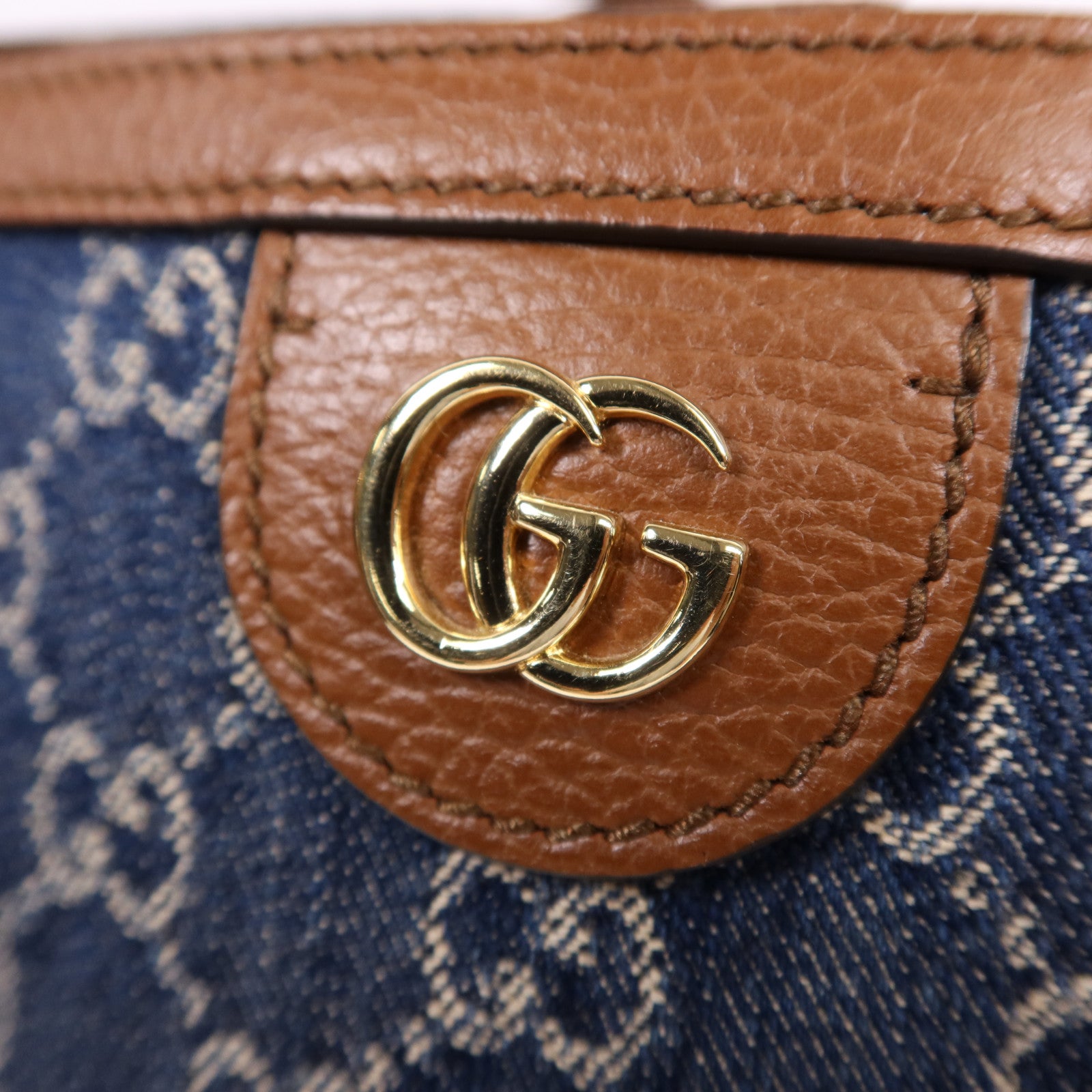 GUCCI 牛仔布Tote Bag金扣手挽袋