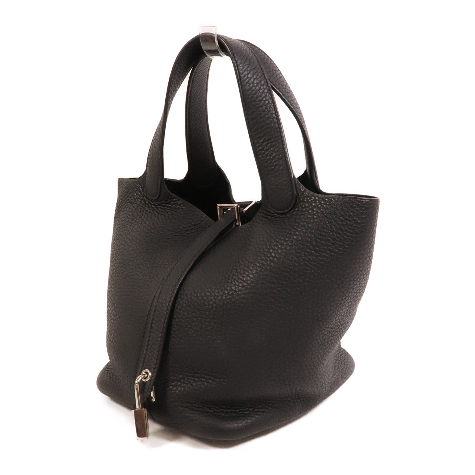 HERMES Clemence皮革Picotin PM手挽袋Noir