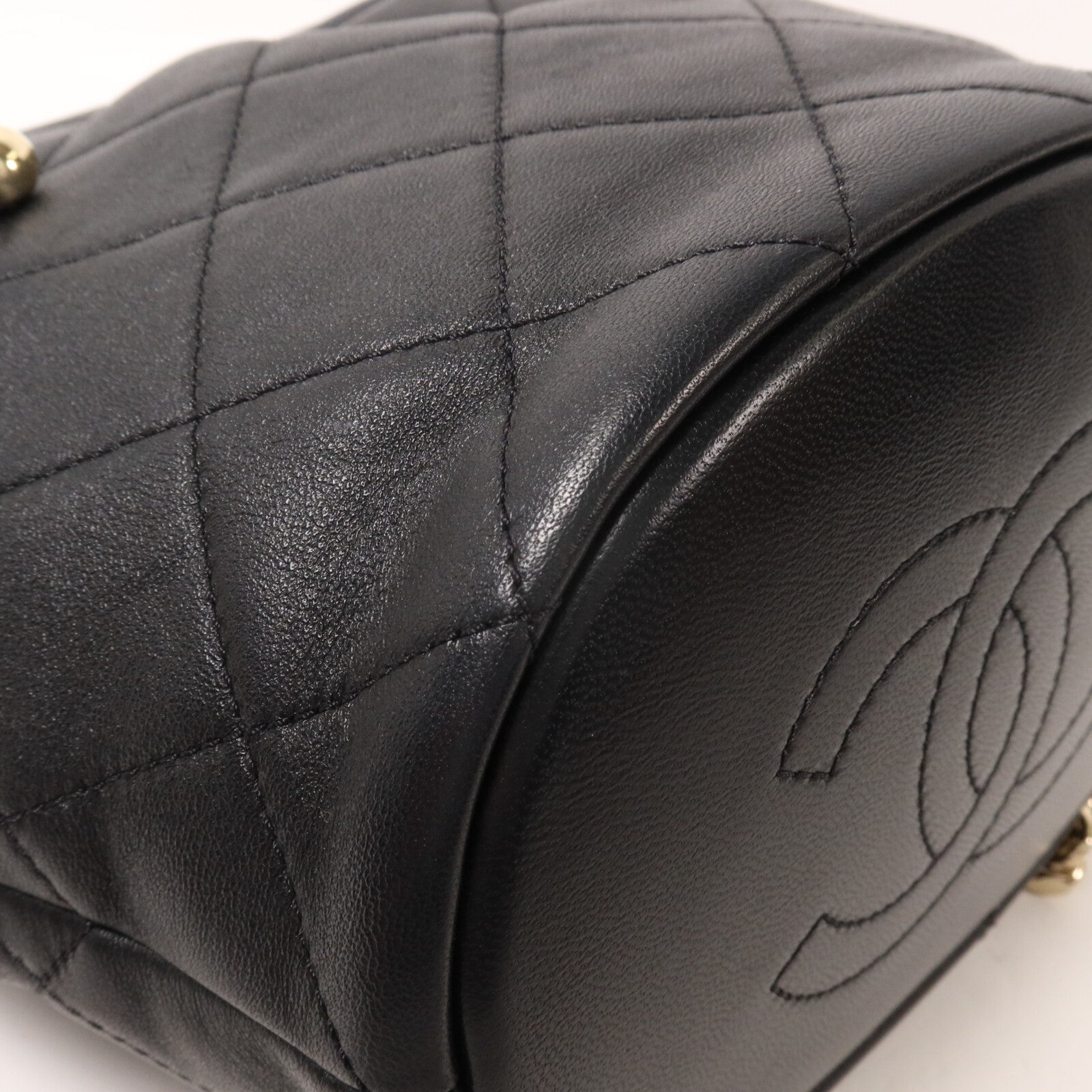 CHANEL 牛皮皮革Bucket Bag鏈帶手挽肩背兩用袋