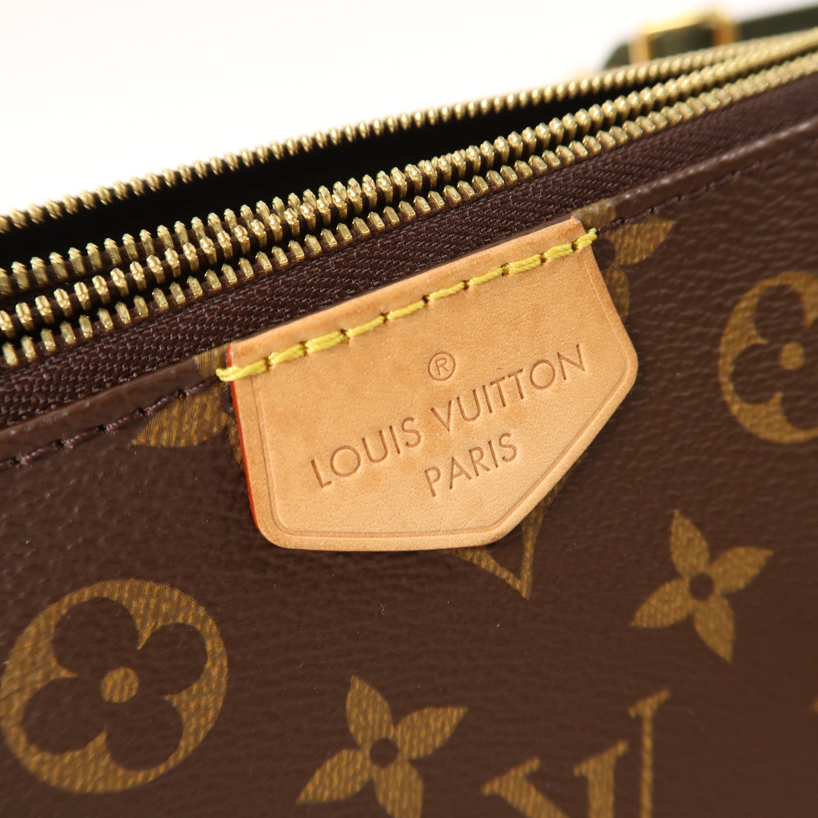 LOUIS VUITTON Monogram Multi Pochette Accessoires金扣肩背袋棕色