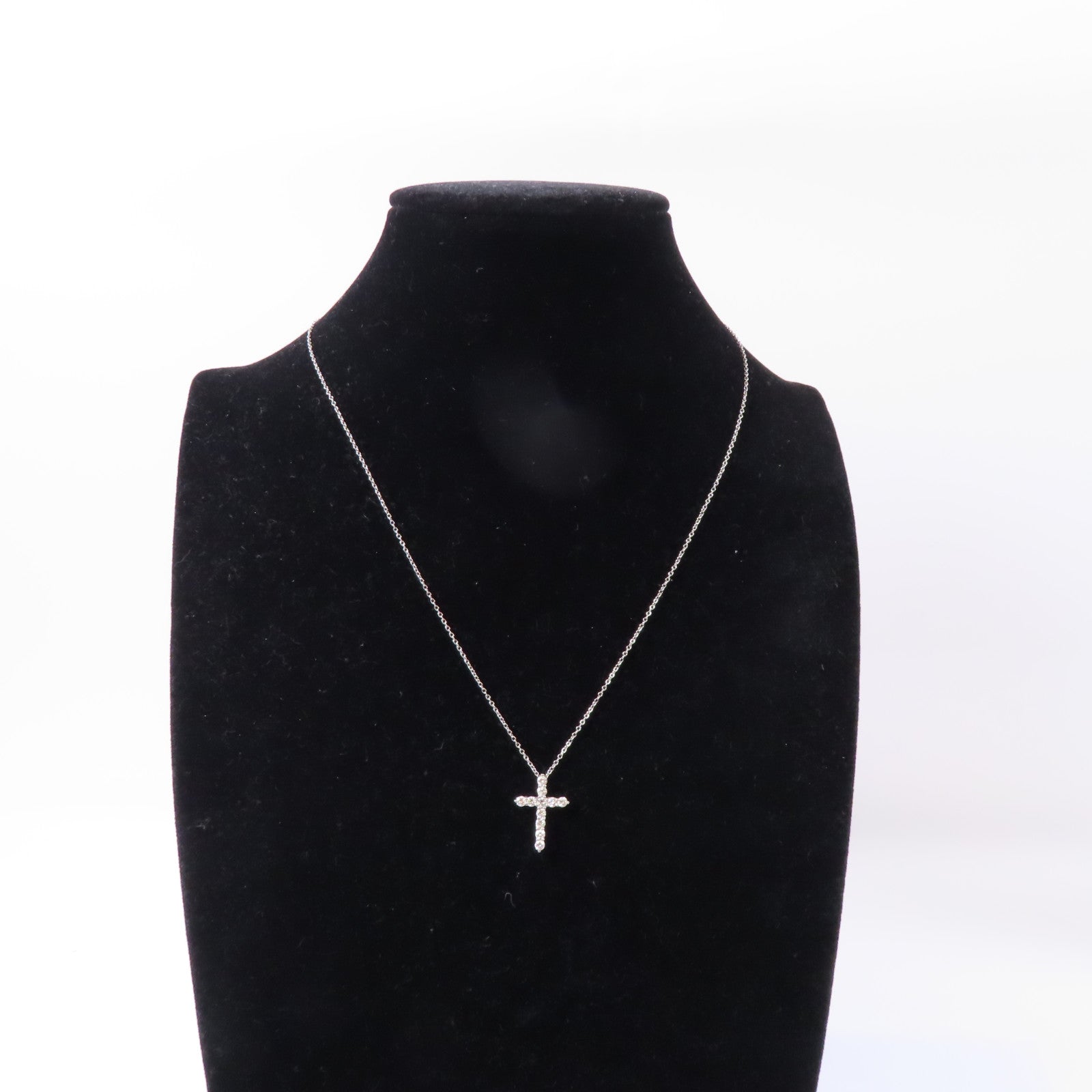TIFFANY＆CO PT950鉑金Diamond Cross Necklace鑽石項鍊