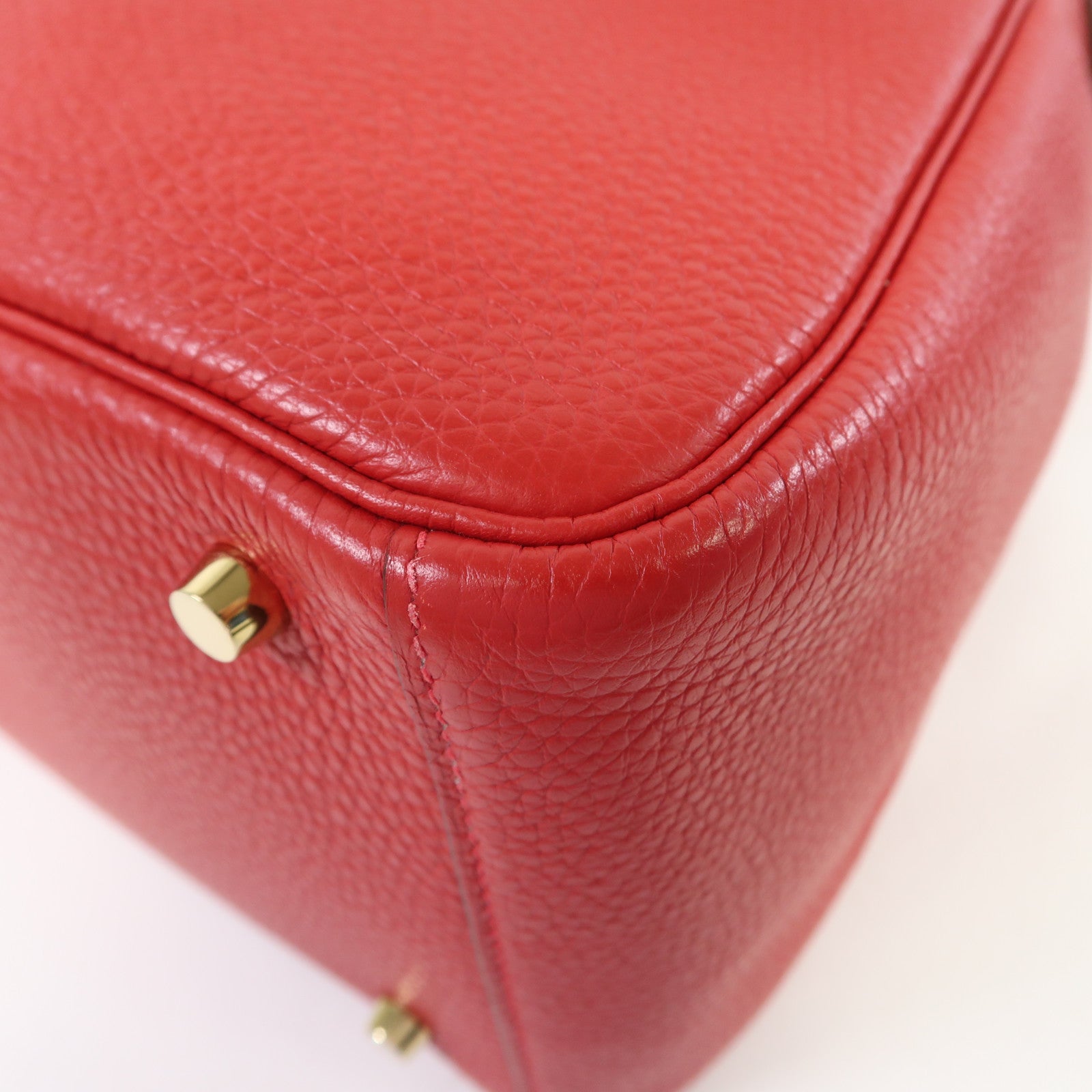 HERMES Clemence皮革Lindy 30金扣手挽肩背兩用袋法拉利紅色