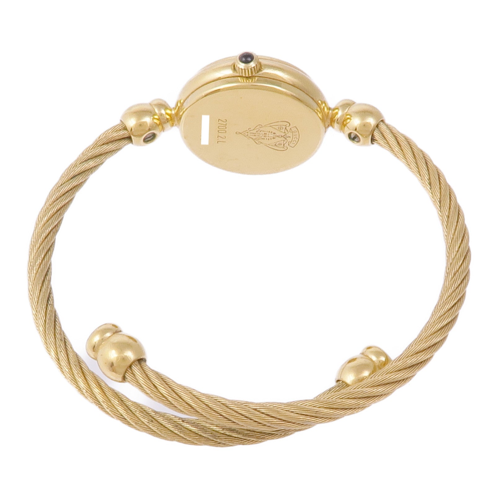 GUCCI Black Dial Gold Bangle Watch 27002.L