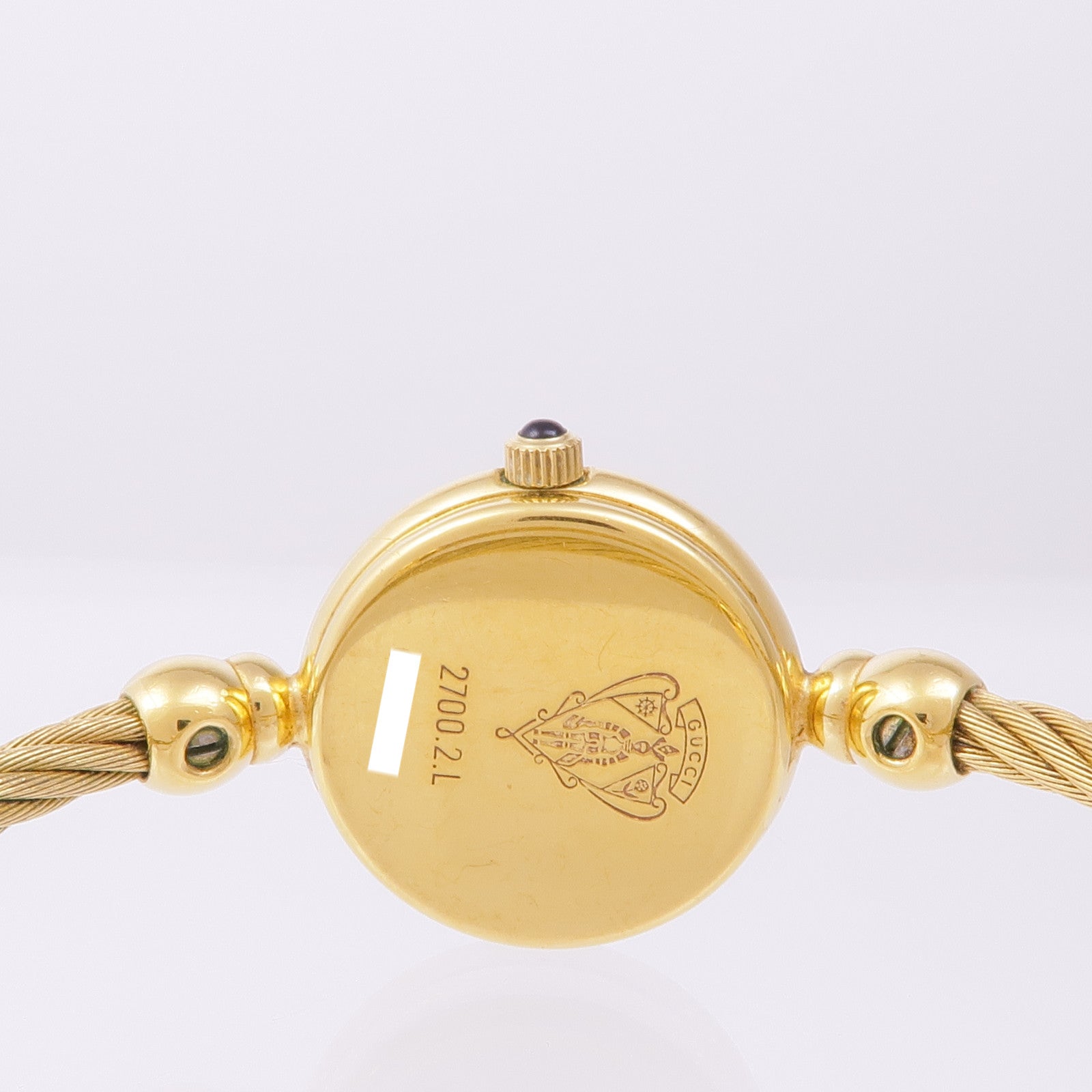 GUCCI Black Dial Gold Bangle Watch 27002.L