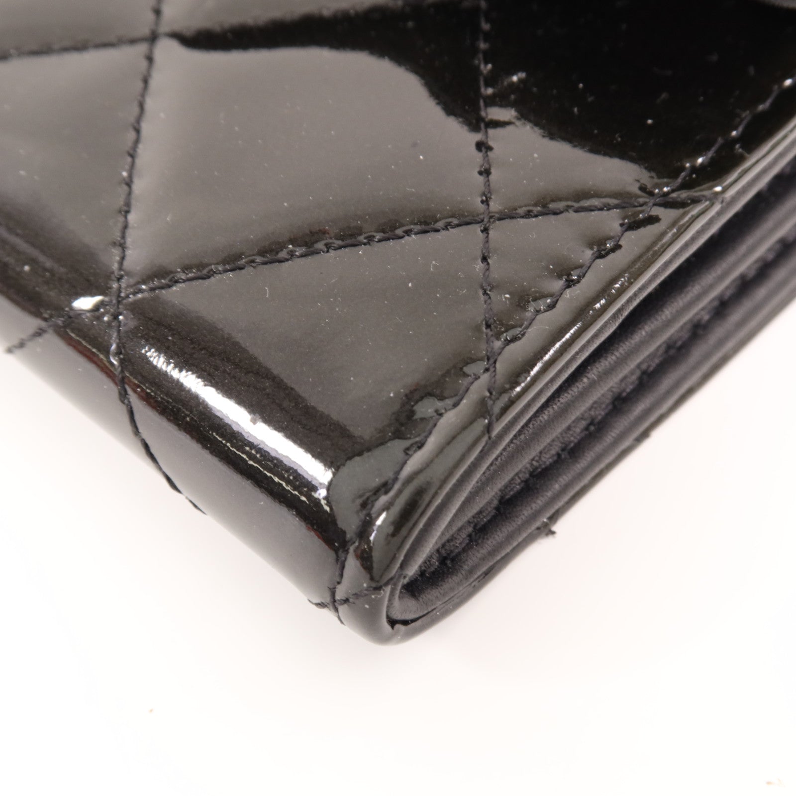 CHANEL 漆皮皮革Long Wallet銀扣長錢包