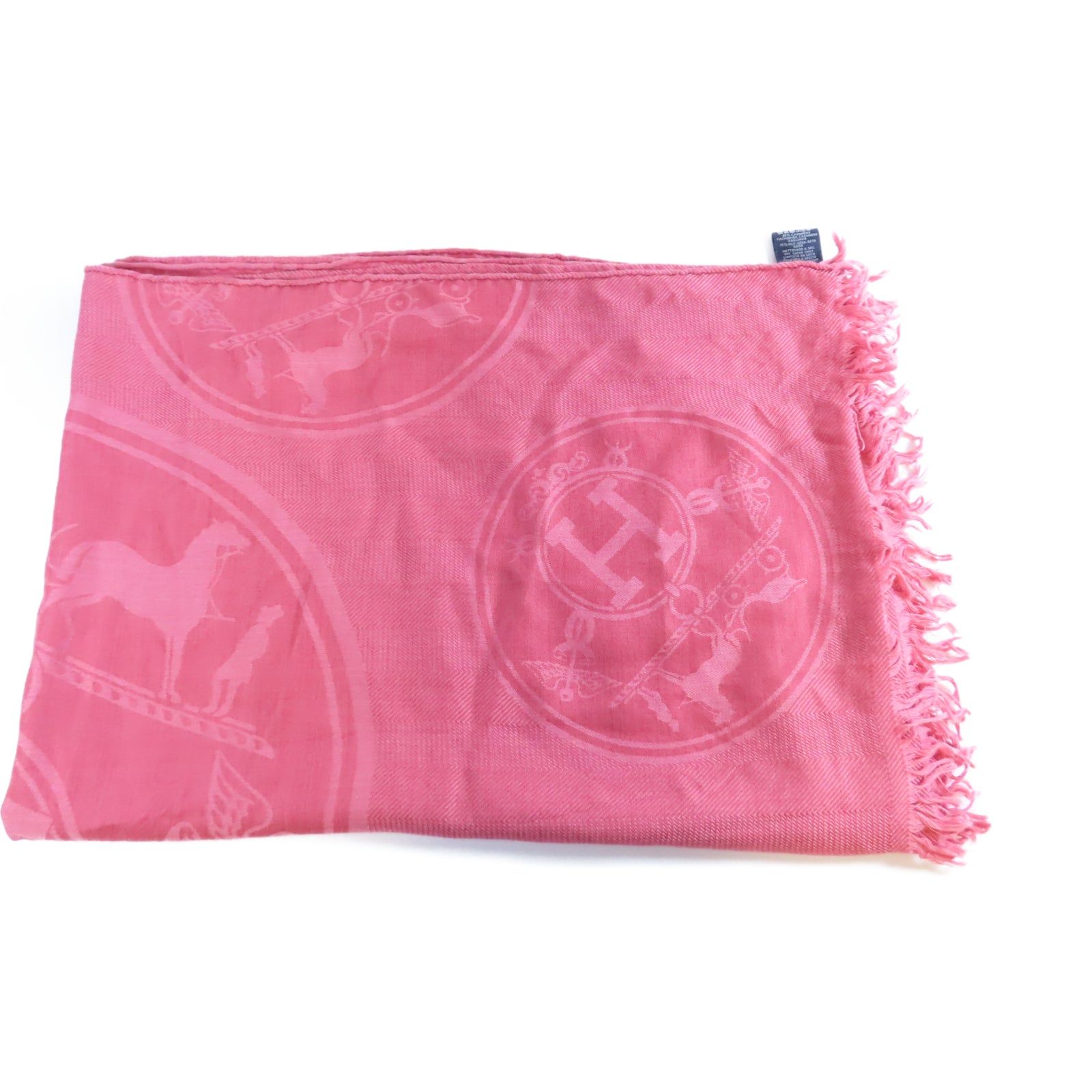 HERMES 【激減優惠】羊絨/絲質Scarf圍巾粉紅色