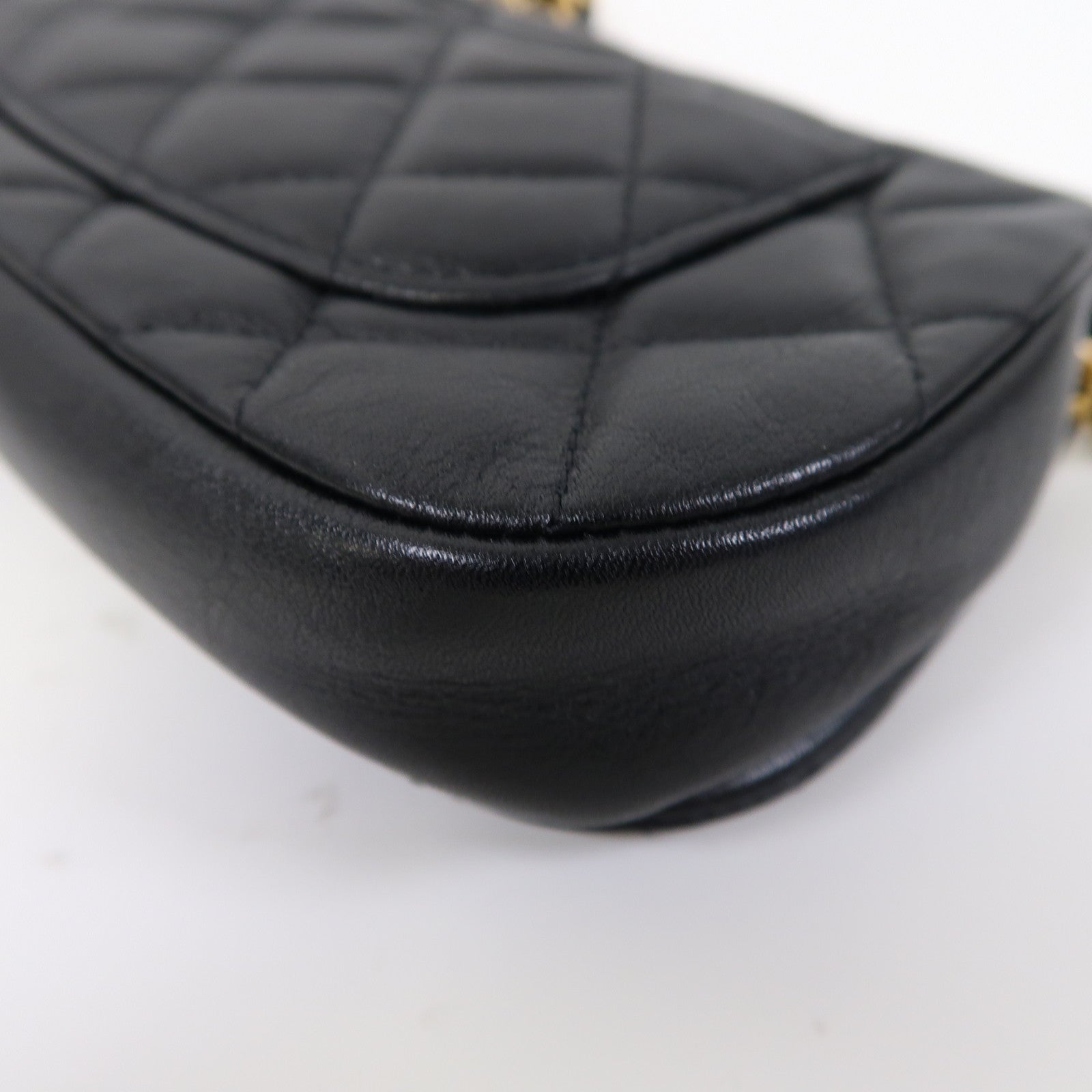 CHANEL 【激減優惠】菱格牛皮皮革Chain Shoulder金扣鏈帶肩背袋黑色