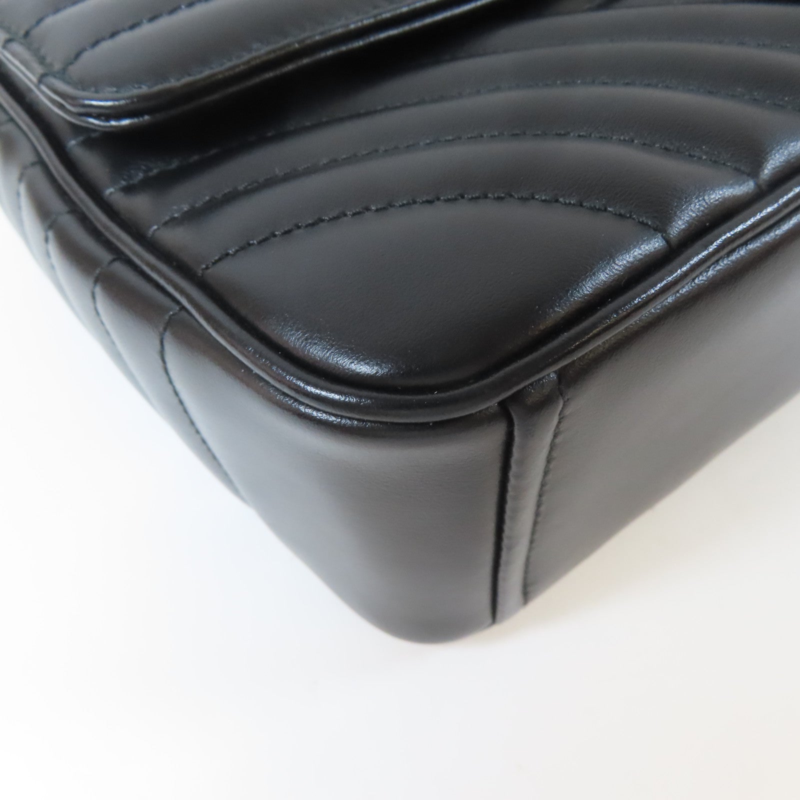 PRADA 牛皮皮革Chain Shoulder Bag銀扣鏈帶肩背袋黑色