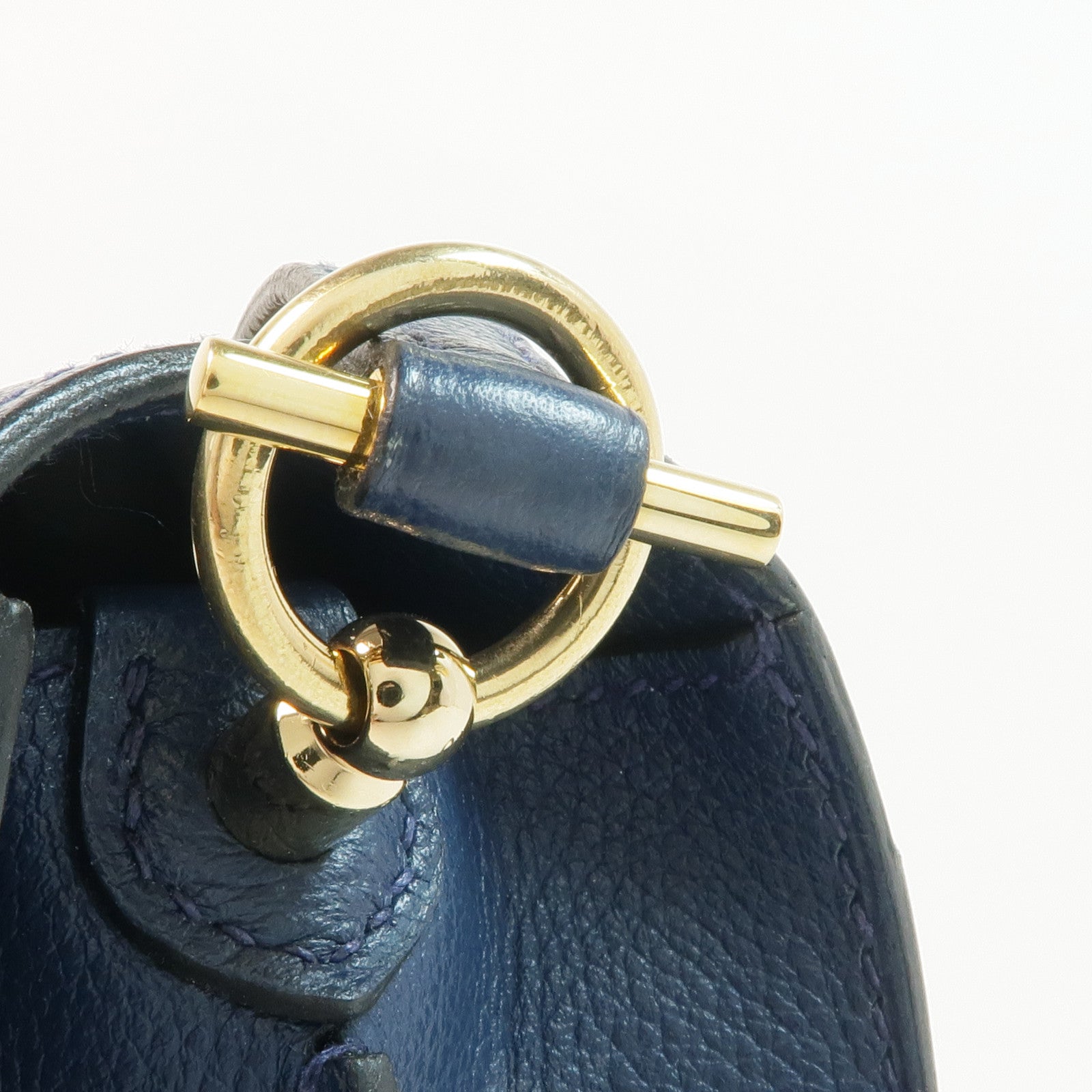 HERMES Evercolor皮革Mini Roulis金扣肩背袋Bleu Brighton