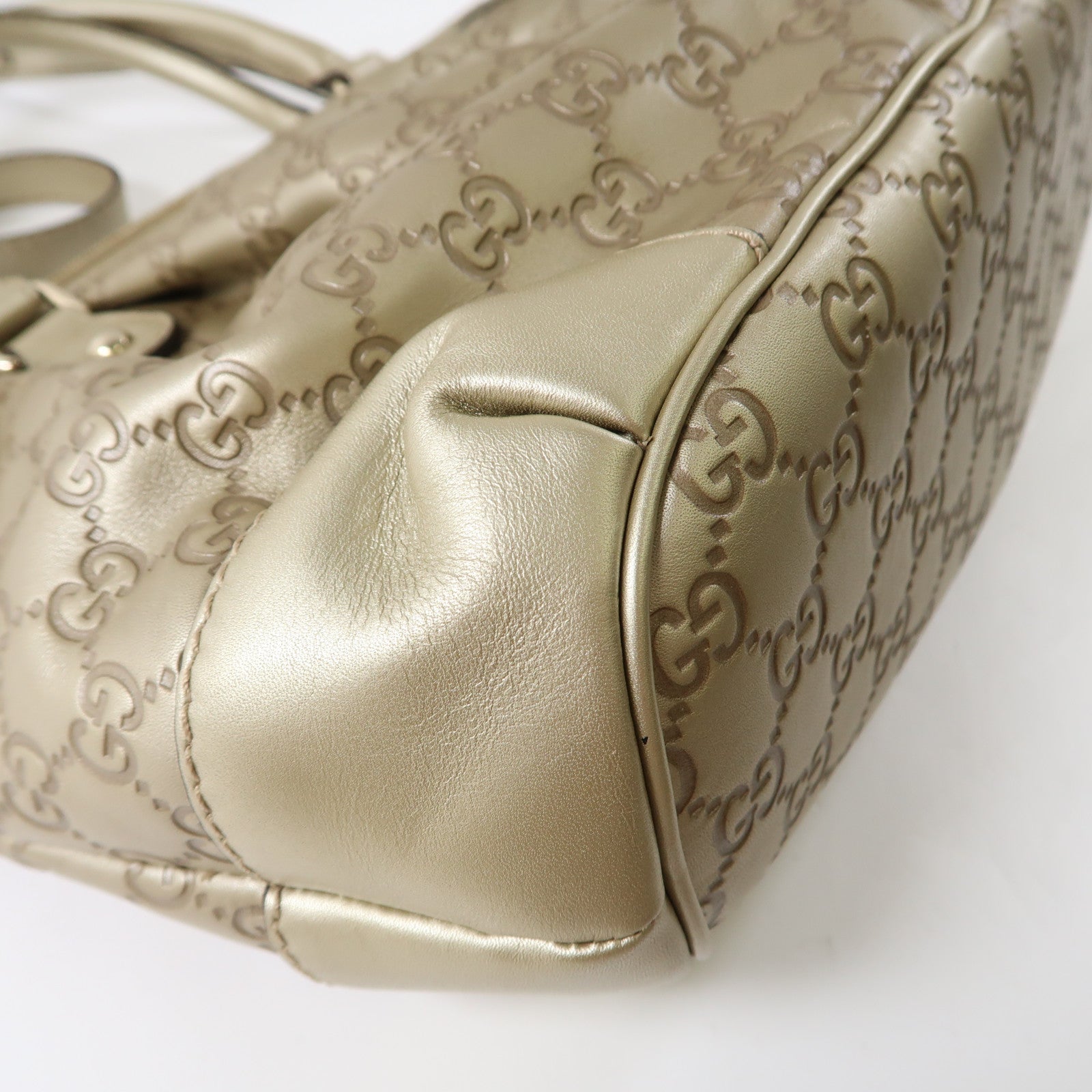GUCCI 牛皮皮革2 Way Shoulder金扣手挽肩背兩用袋金色