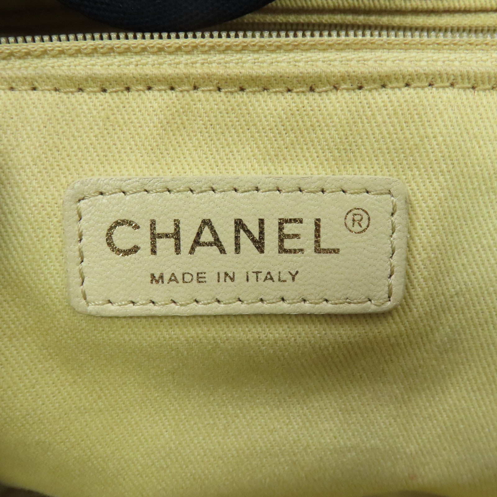 CHANEL 牛仔布Deauville Tote Bag金扣肩背袋/手挽袋深藍色