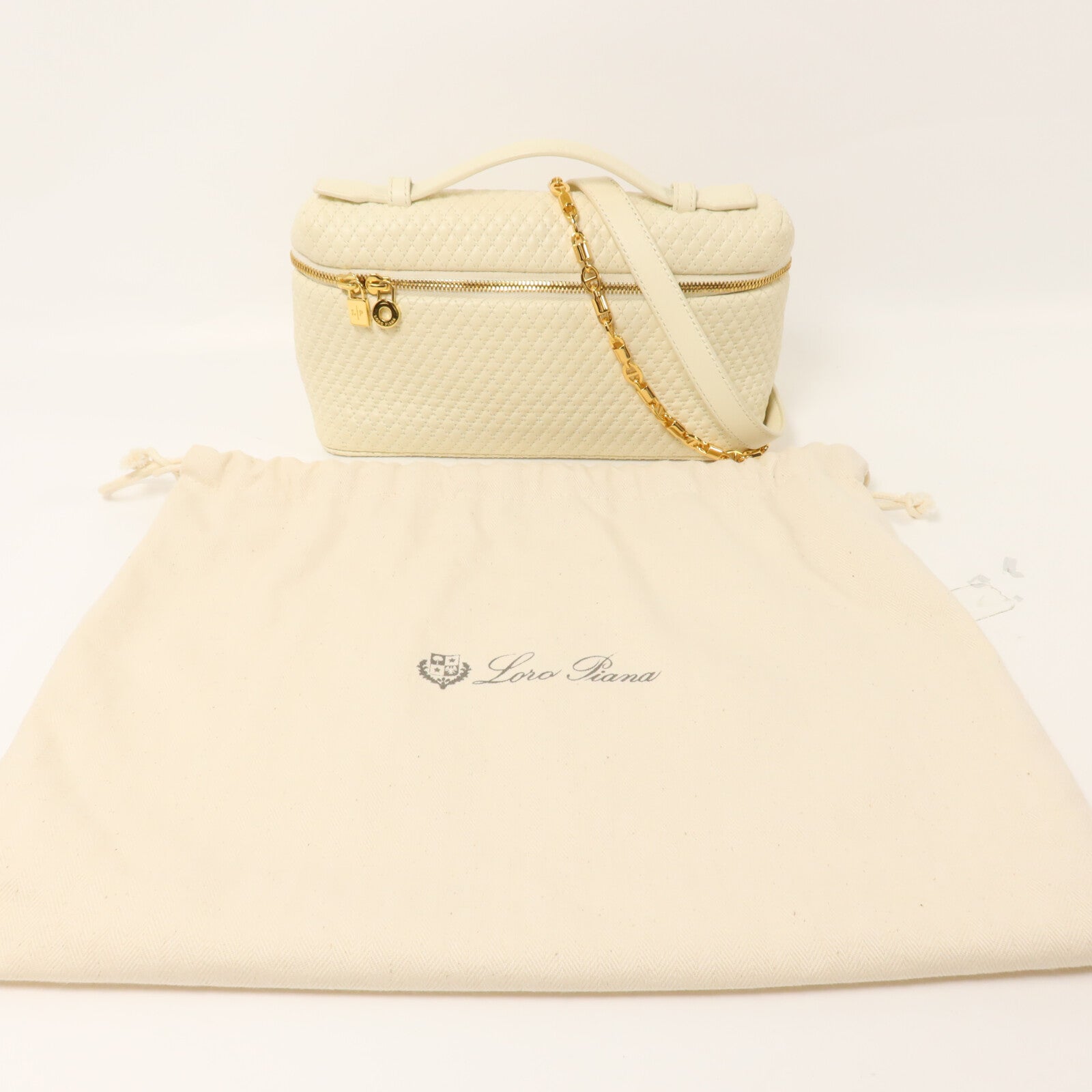 Loro Piana 羊皮皮革Extra Pocket L19鏈帶手挽肩背兩用袋