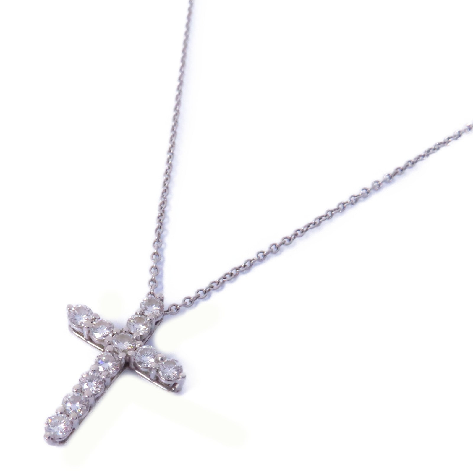 TIFFANY＆CO PT950鉑金Diamond Cross Necklace鑽石項鍊
