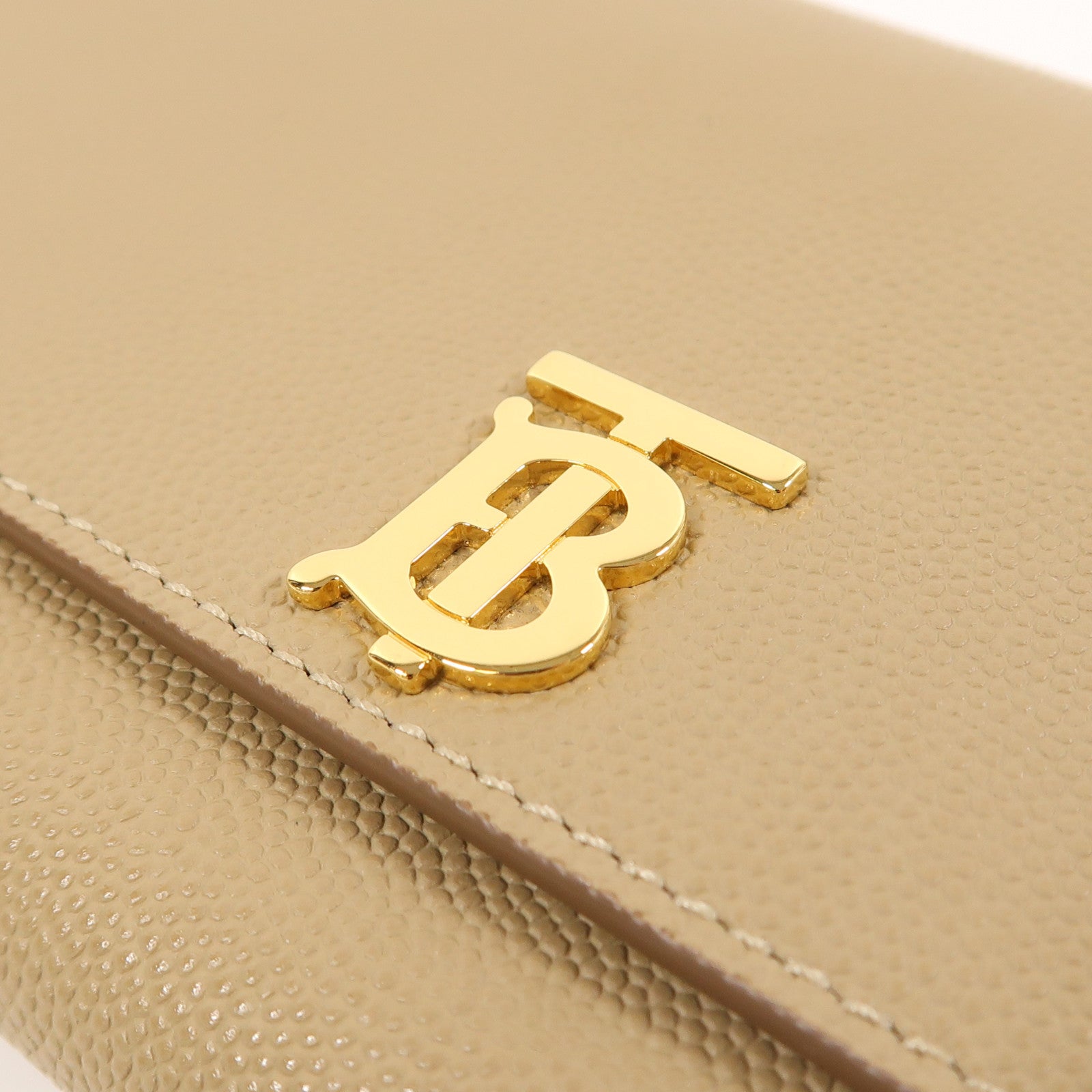 BURBERRY GHW Long Wallet Calfskin Leather Khaki