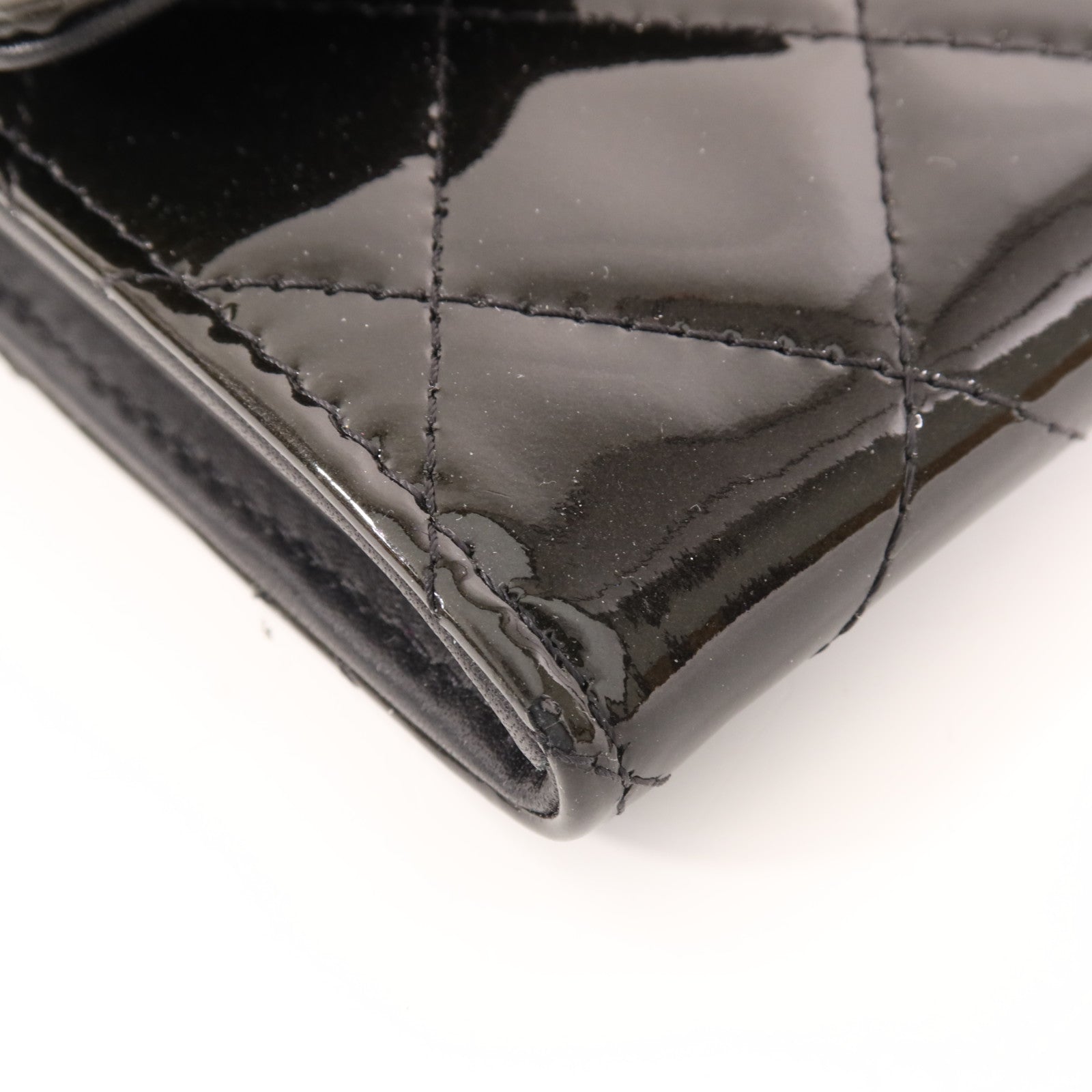 CHANEL 漆皮皮革Long Wallet銀扣長錢包