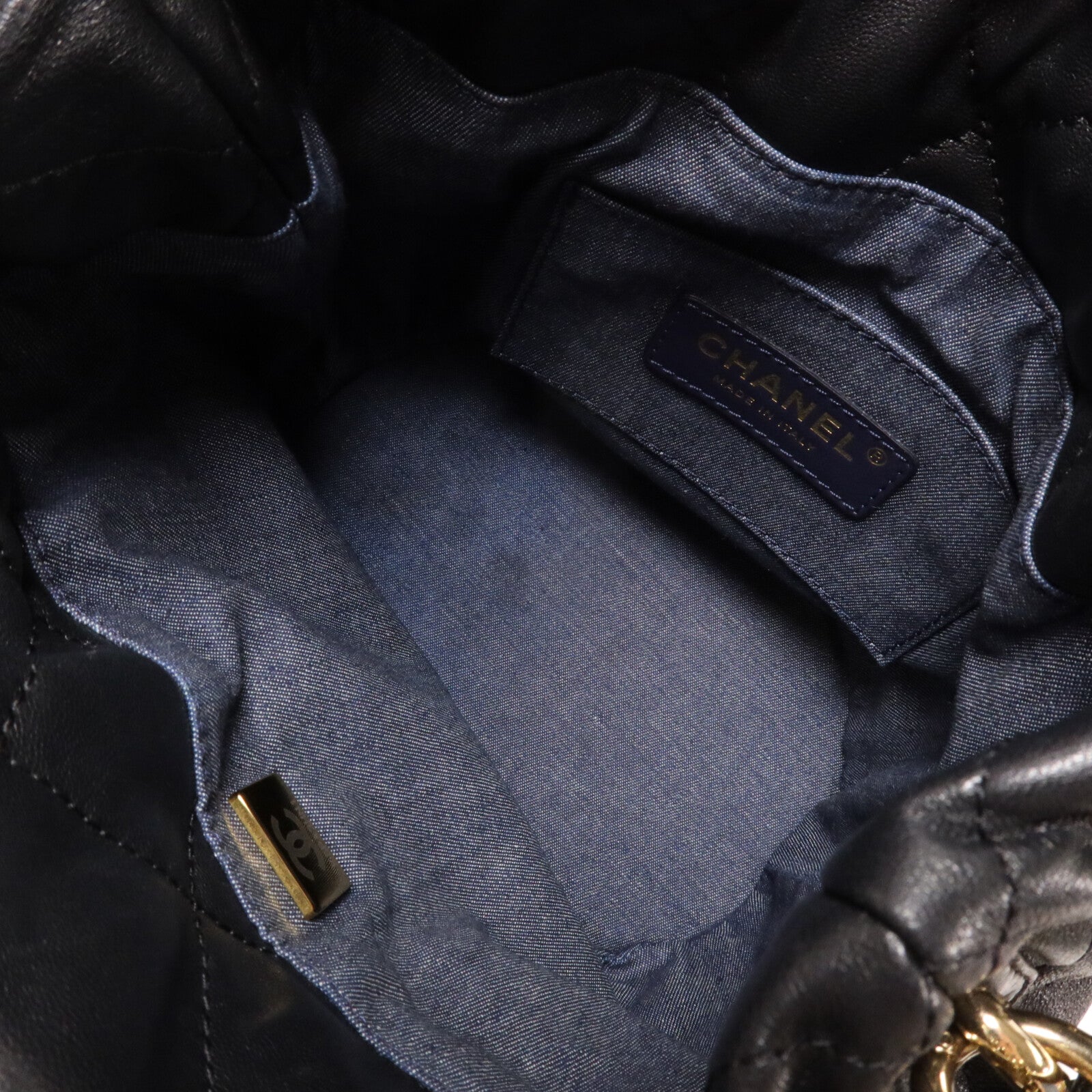 CHANEL 牛皮皮革Bucket Bag鏈帶手挽肩背兩用袋