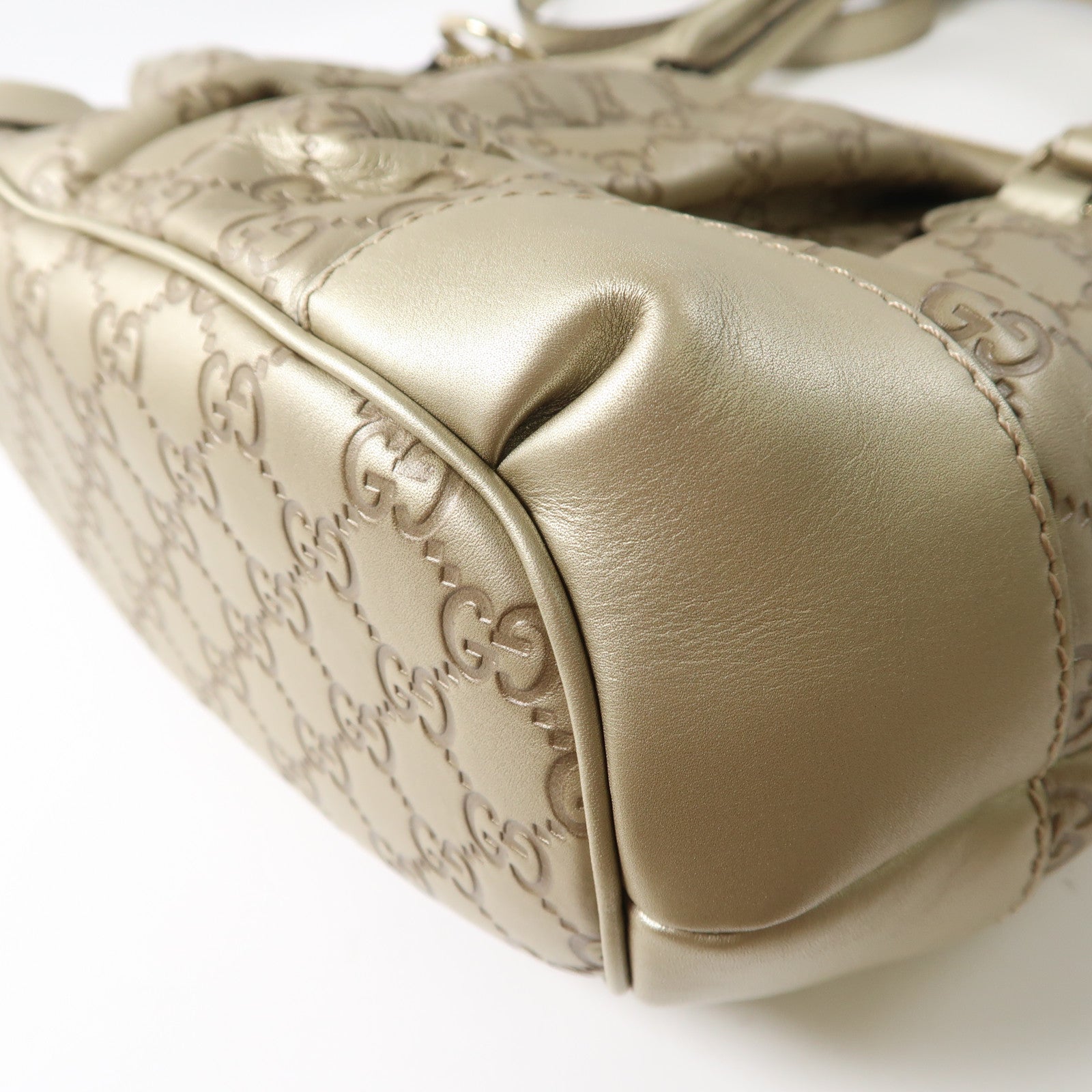 GUCCI 牛皮皮革2 Way Shoulder金扣手挽肩背兩用袋金色