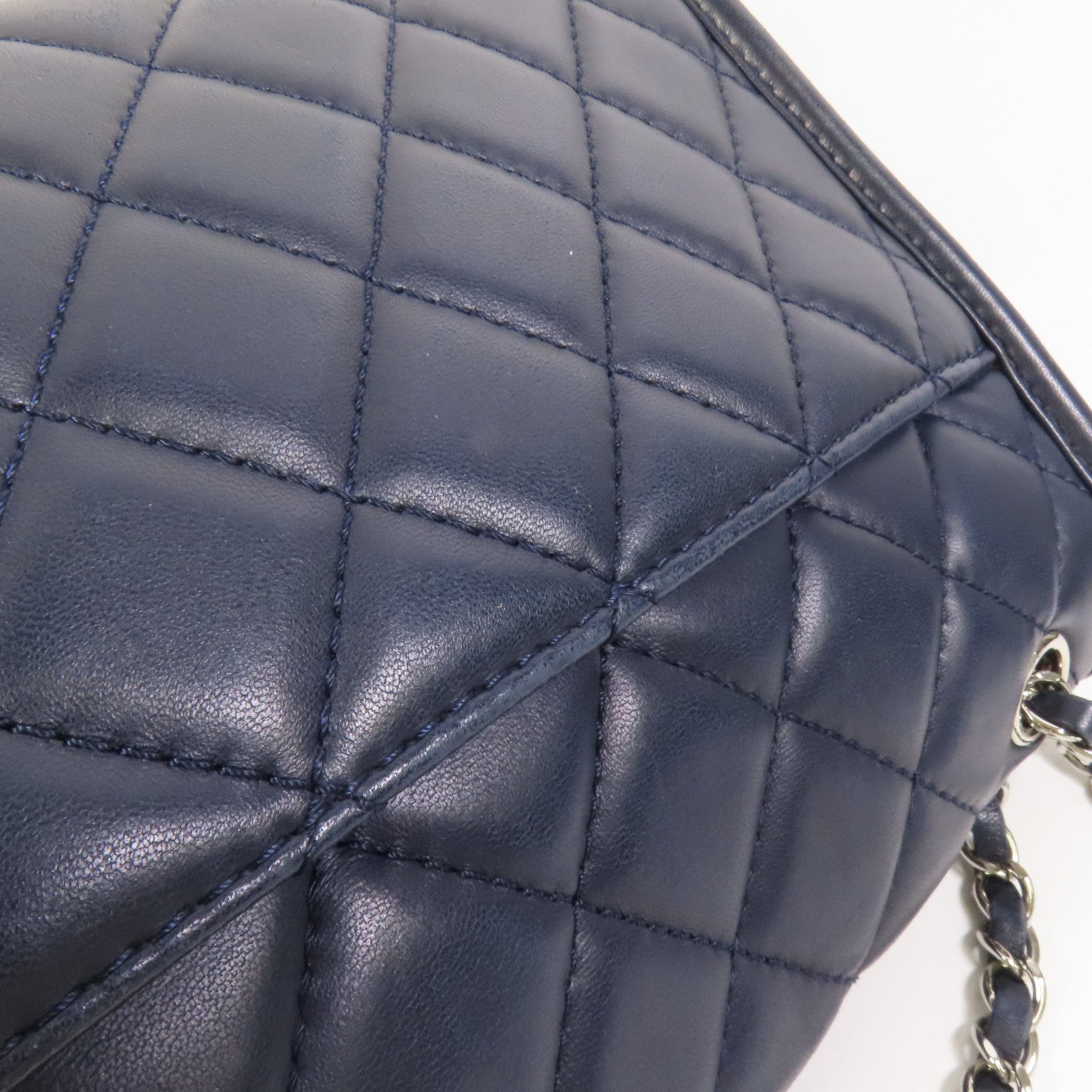 CHANEL 羊皮皮革Chain Shoulder銀扣鏈帶肩背袋