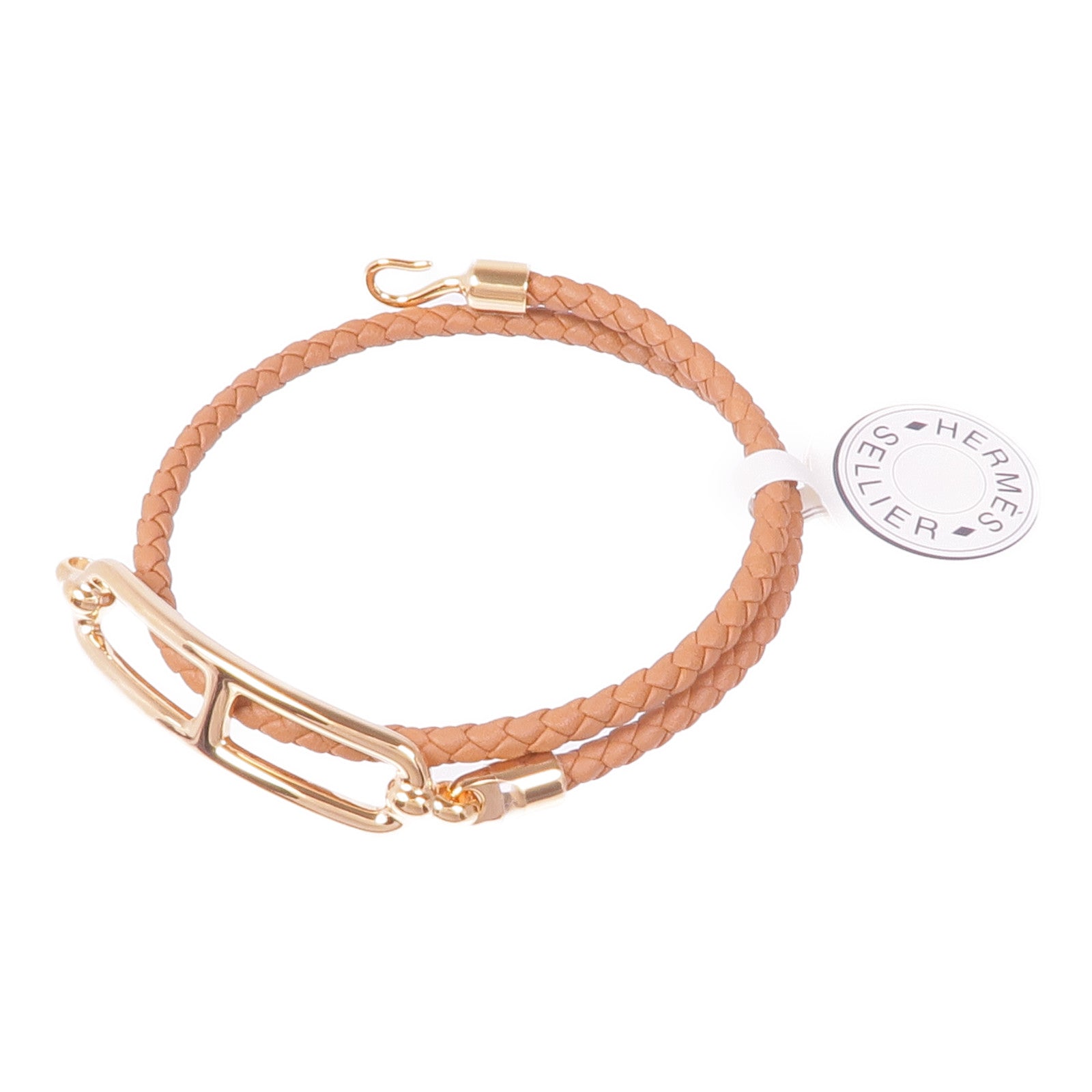 HERMES Swift皮革Roulis Double Tour手鏈37 Gold