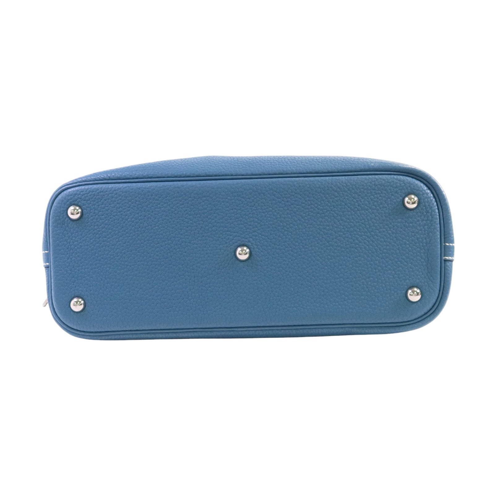 HERMES Clemence皮革Bolide 31銀扣手挽肩背兩用袋Bleu Jean