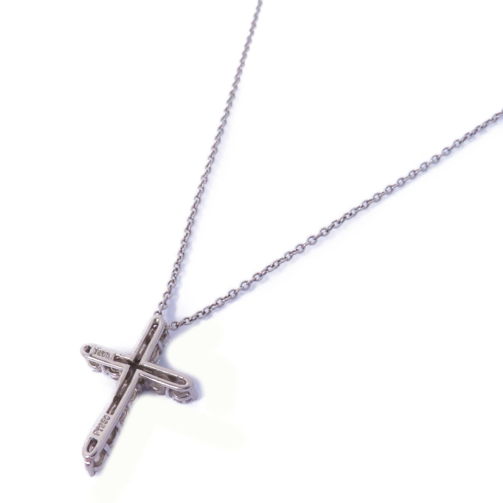 TIFFANY＆CO PT950鉑金Diamond Cross Necklace鑽石項鍊