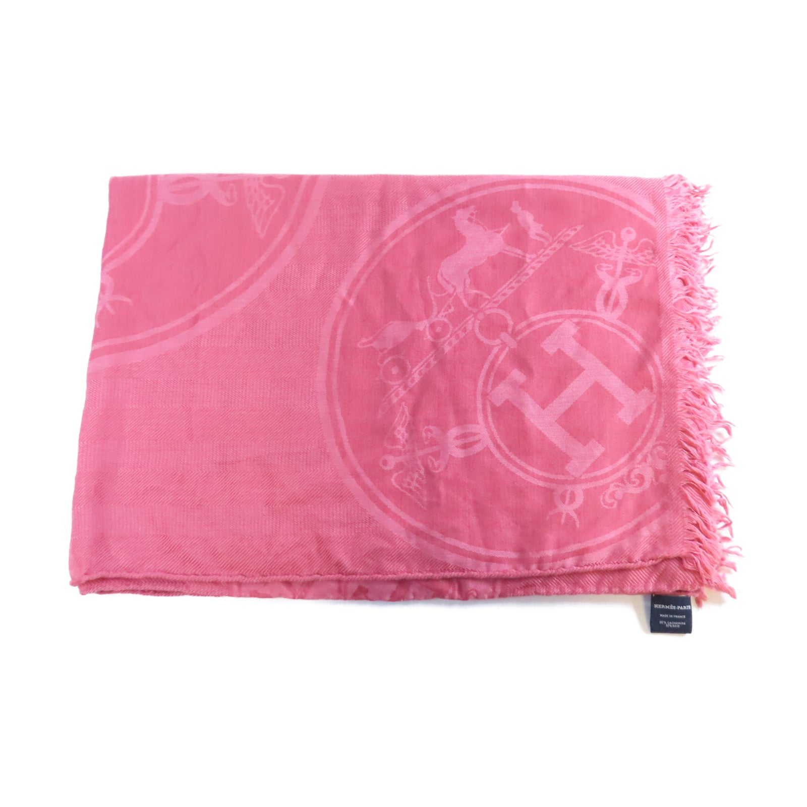 HERMES 【激減優惠】羊絨/絲質Scarf圍巾粉紅色