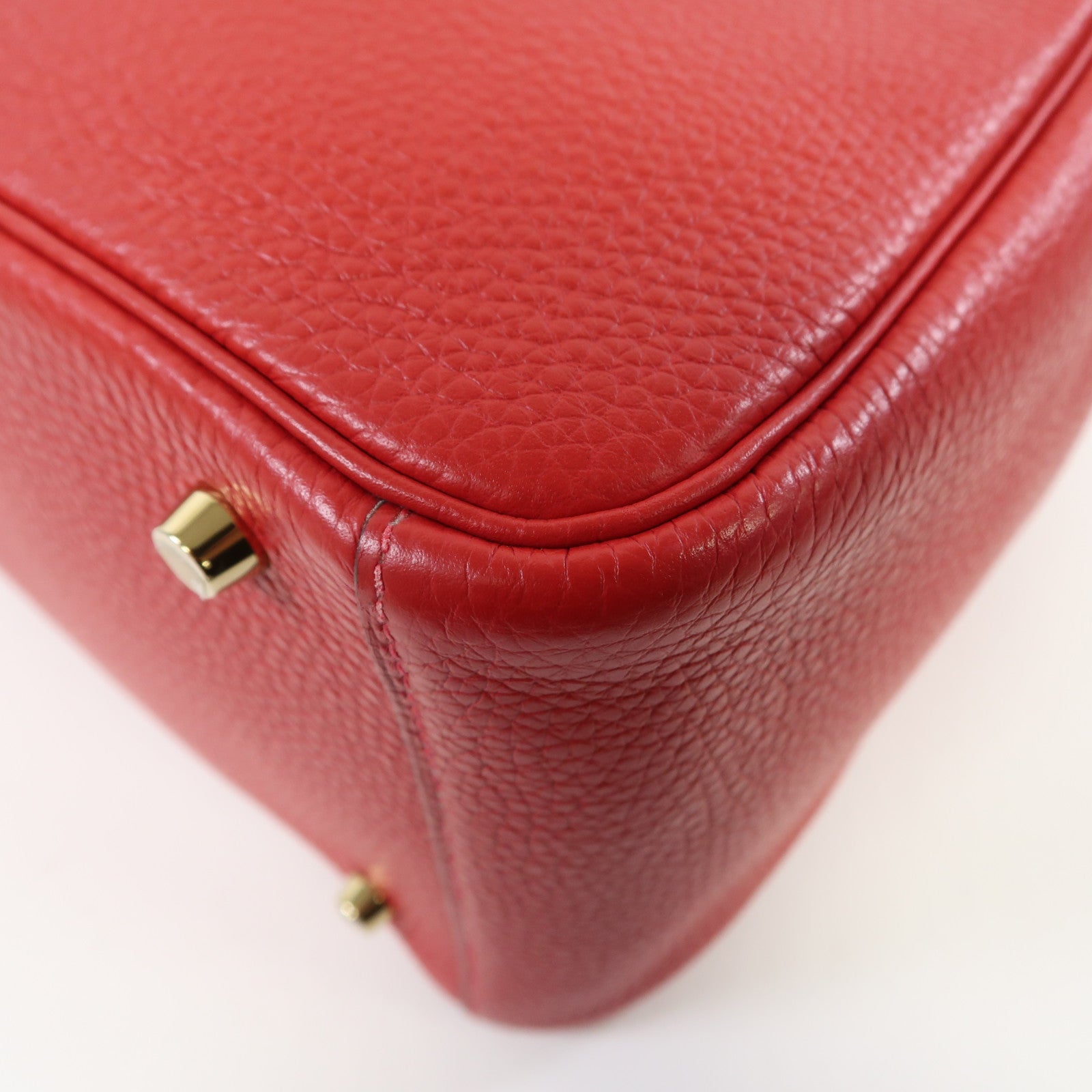 HERMES Clemence皮革Lindy 30金扣手挽肩背兩用袋法拉利紅色