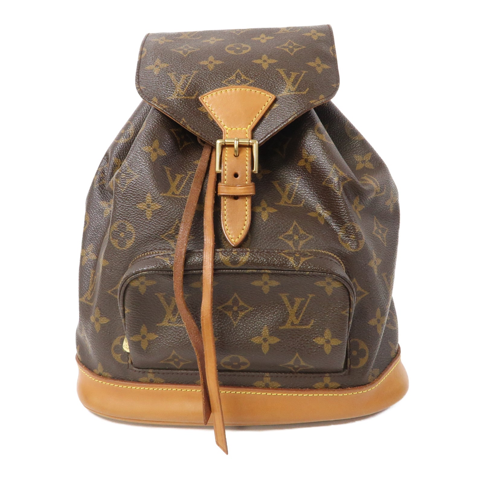 LOUIS VUITTON Monogram Montsouris MM 金扣背包啡色