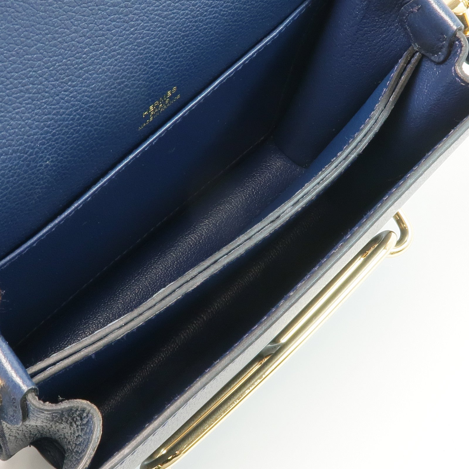HERMES Evercolor皮革Mini Roulis金扣肩背袋Bleu Brighton