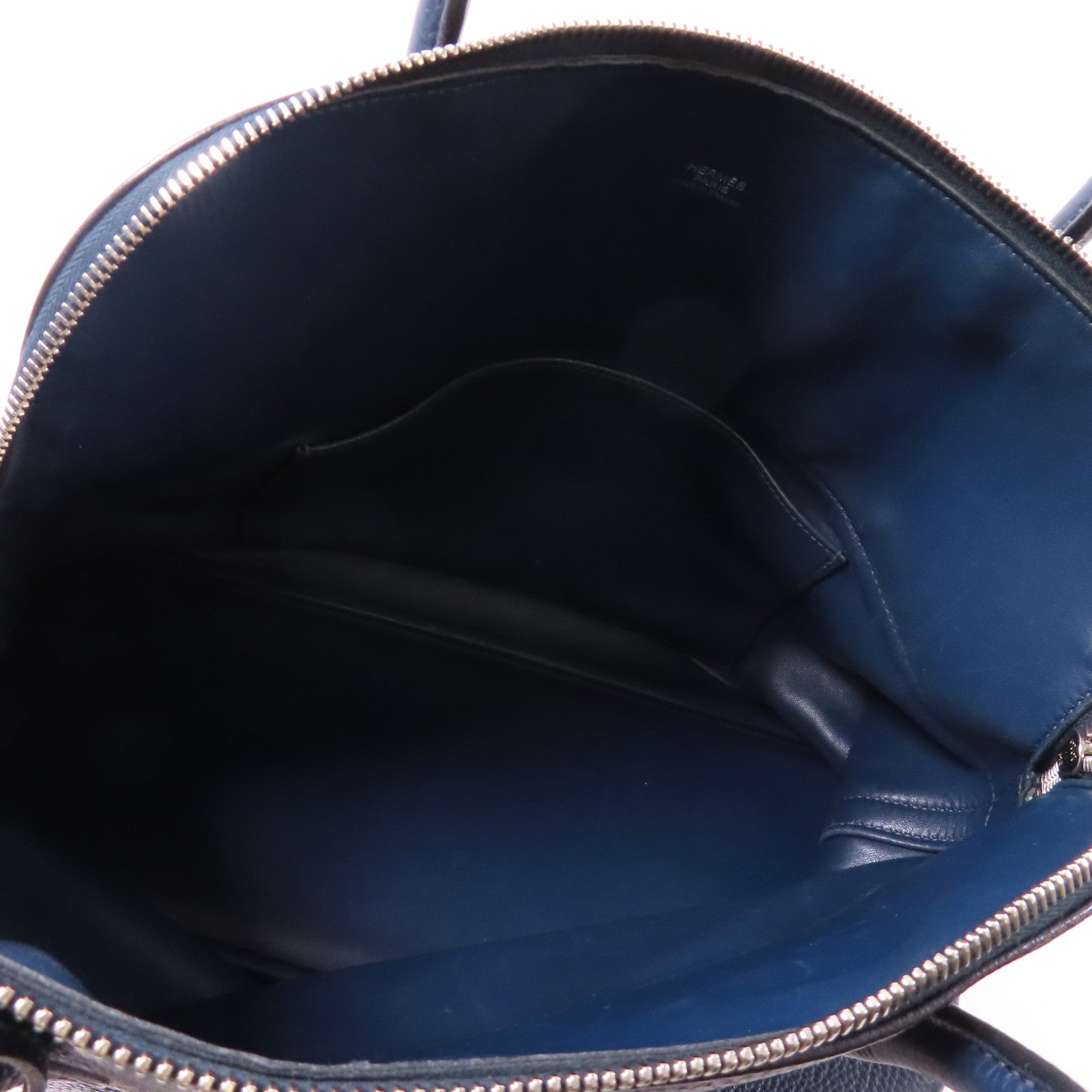 HERMES Taurillon Clemence皮革Bolide 35銀扣手挽肩背兩用袋藍色