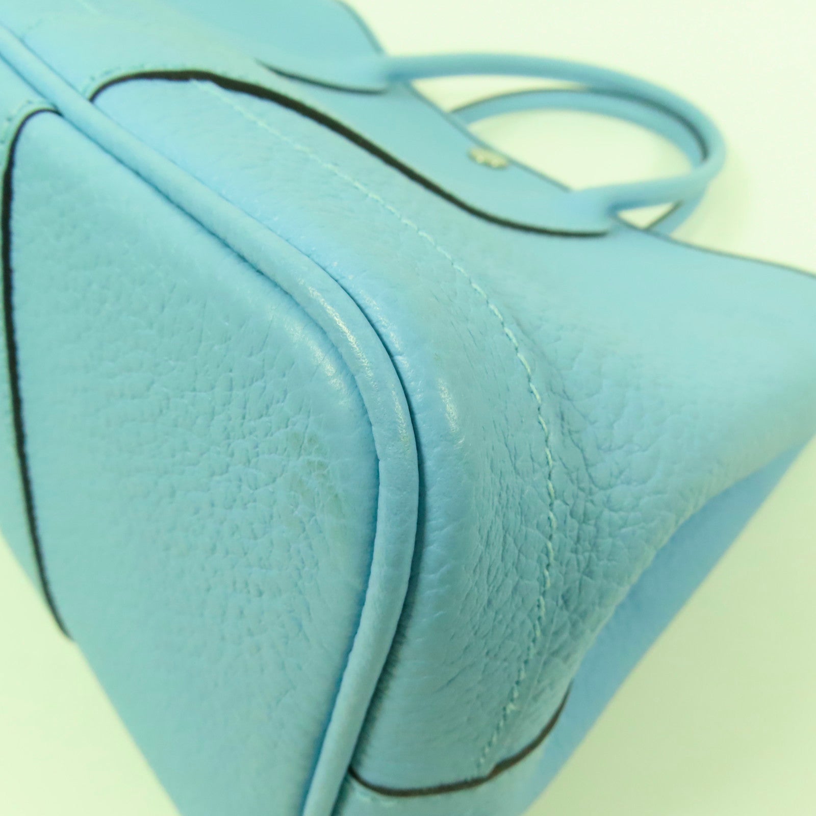 HERMES Country皮革Garden Party TPM銀扣手挽袋Bleu Atoll