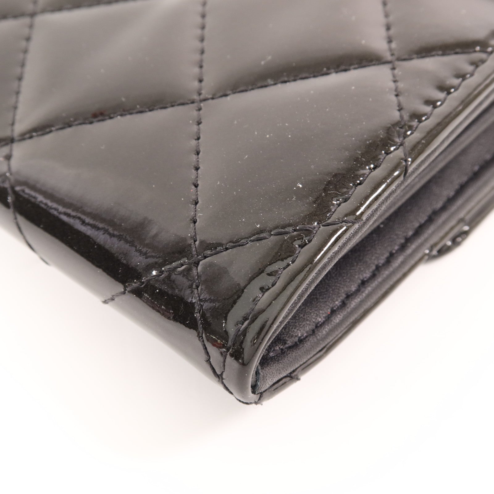 CHANEL 漆皮皮革Long Wallet銀扣長錢包