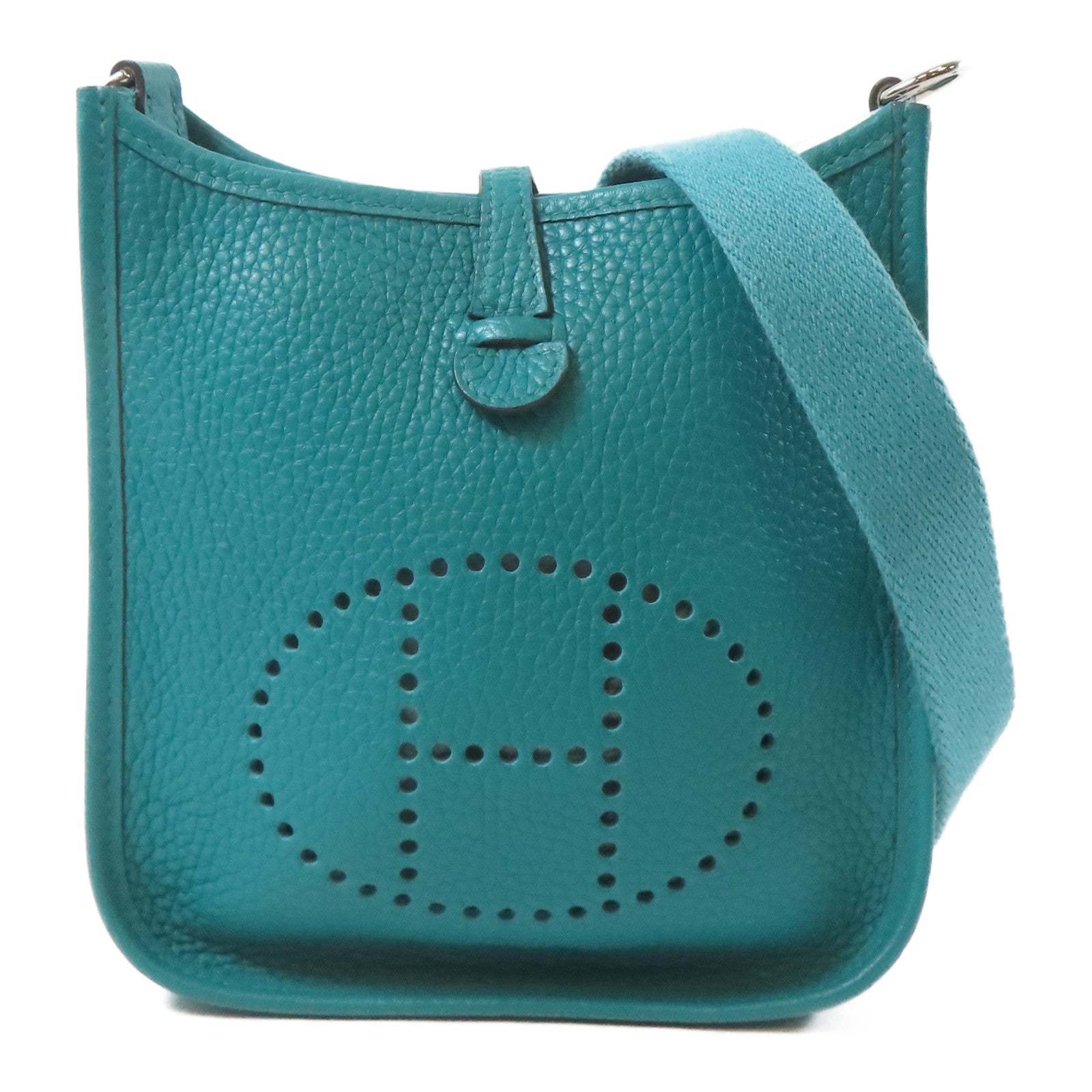 HERMES 【激減優惠】Clemence皮革Evelyne TPM銀扣肩背袋綠色
