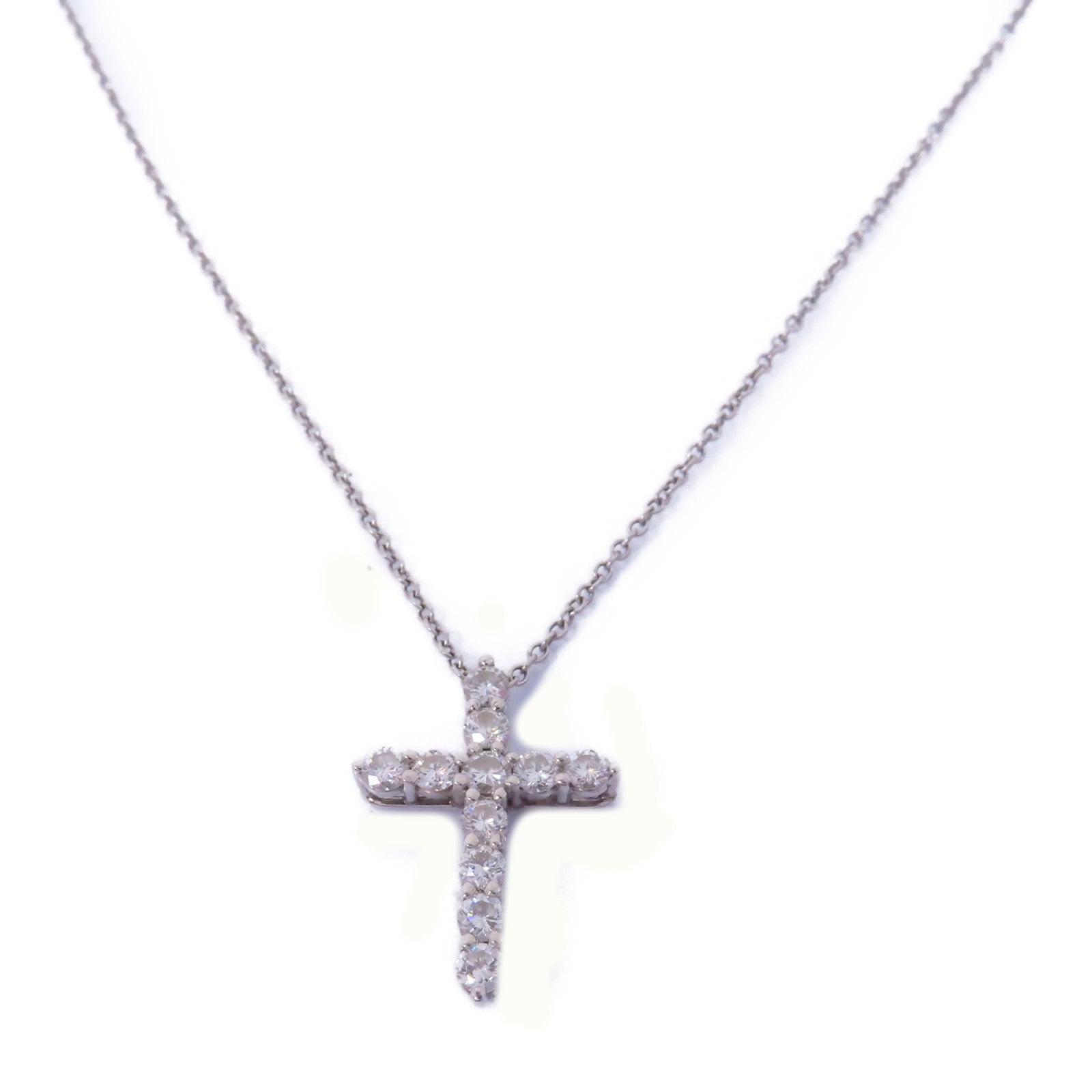 TIFFANY＆CO PT950鉑金Diamond Cross Necklace鑽石項鍊